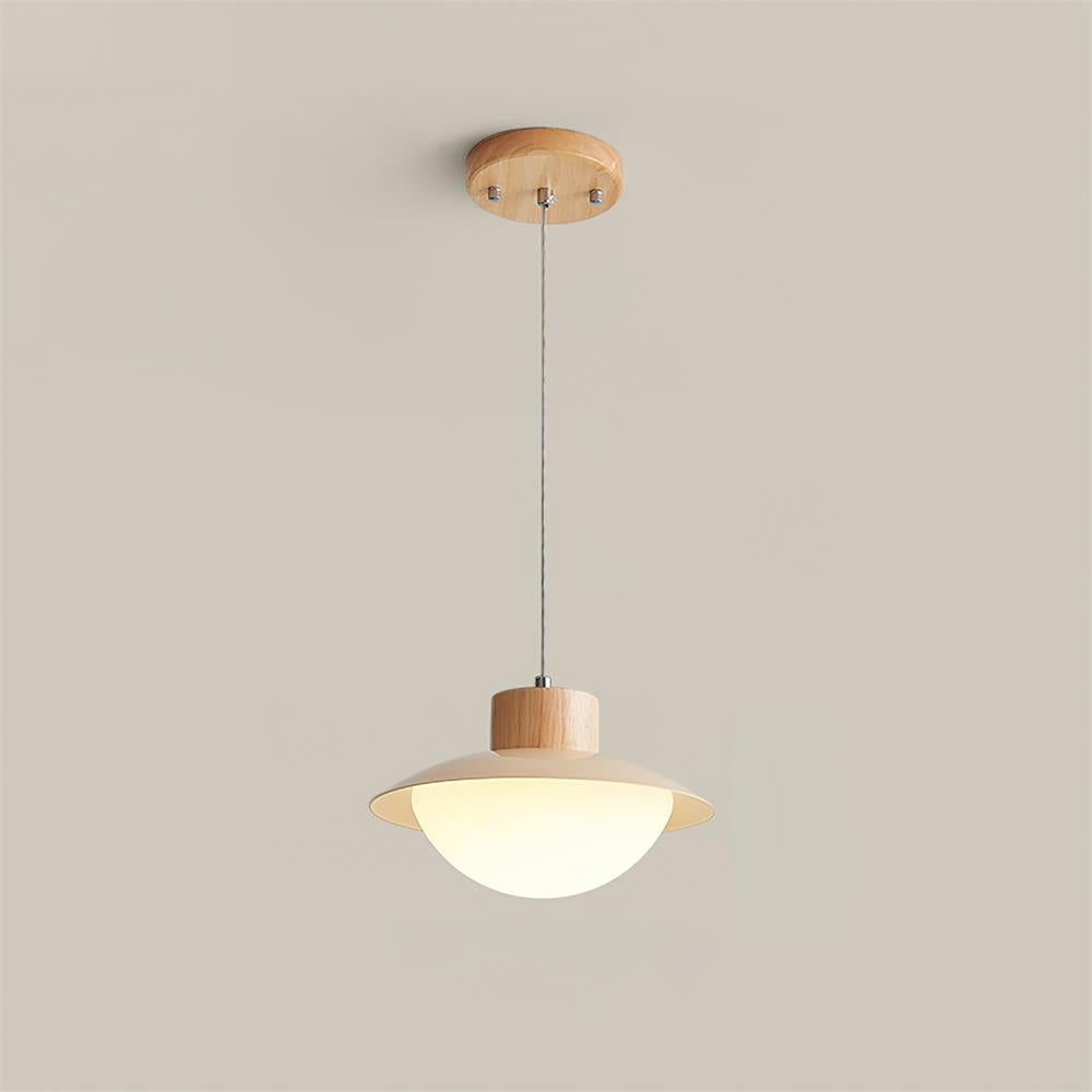 Eloria Pendant Lamp Wood PE Dome Minimalist-Neutral Decor