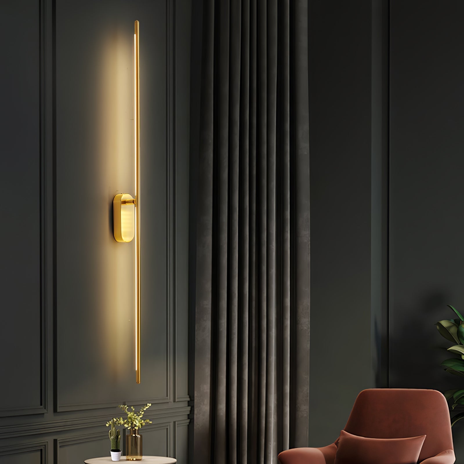 Marissa Stick Shaped Brass Sconce Wall lamp-Neutral Decor