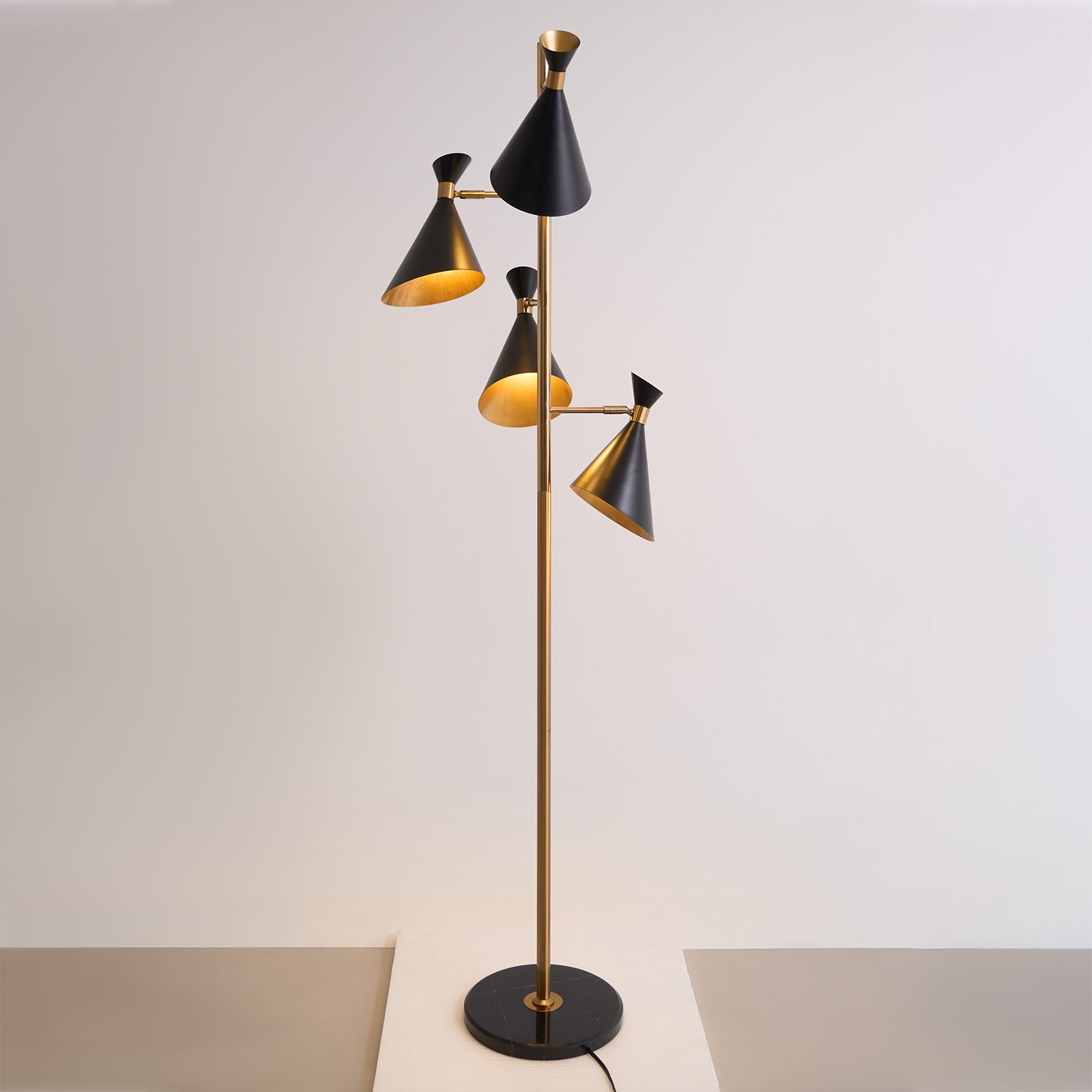 Rolten Gold & Black Marble Floor Lamp-Neutral Decor