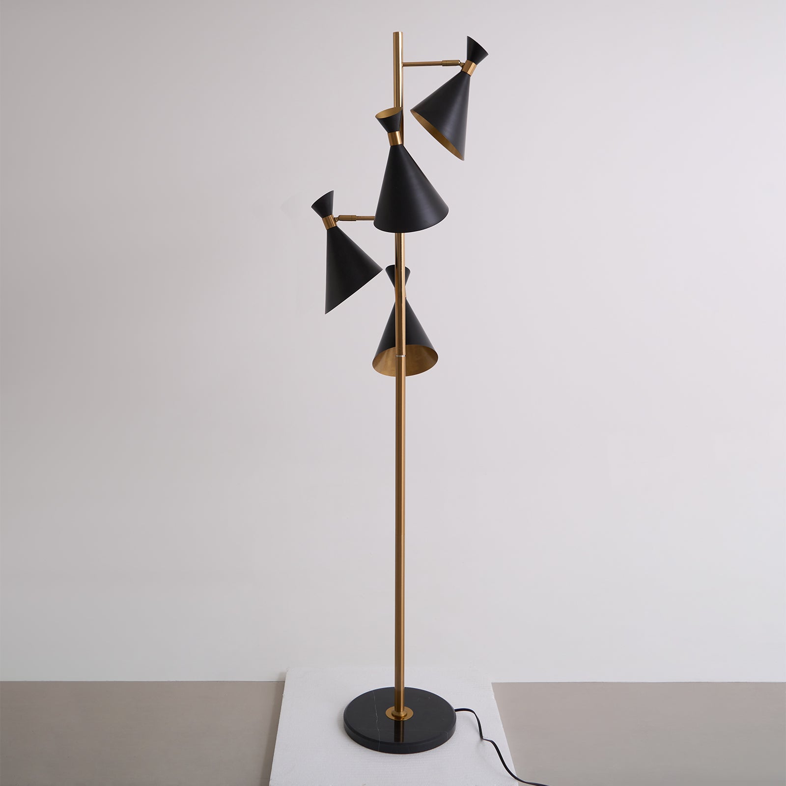 Rolten Gold & Black Marble Floor Lamp-Neutral Decor