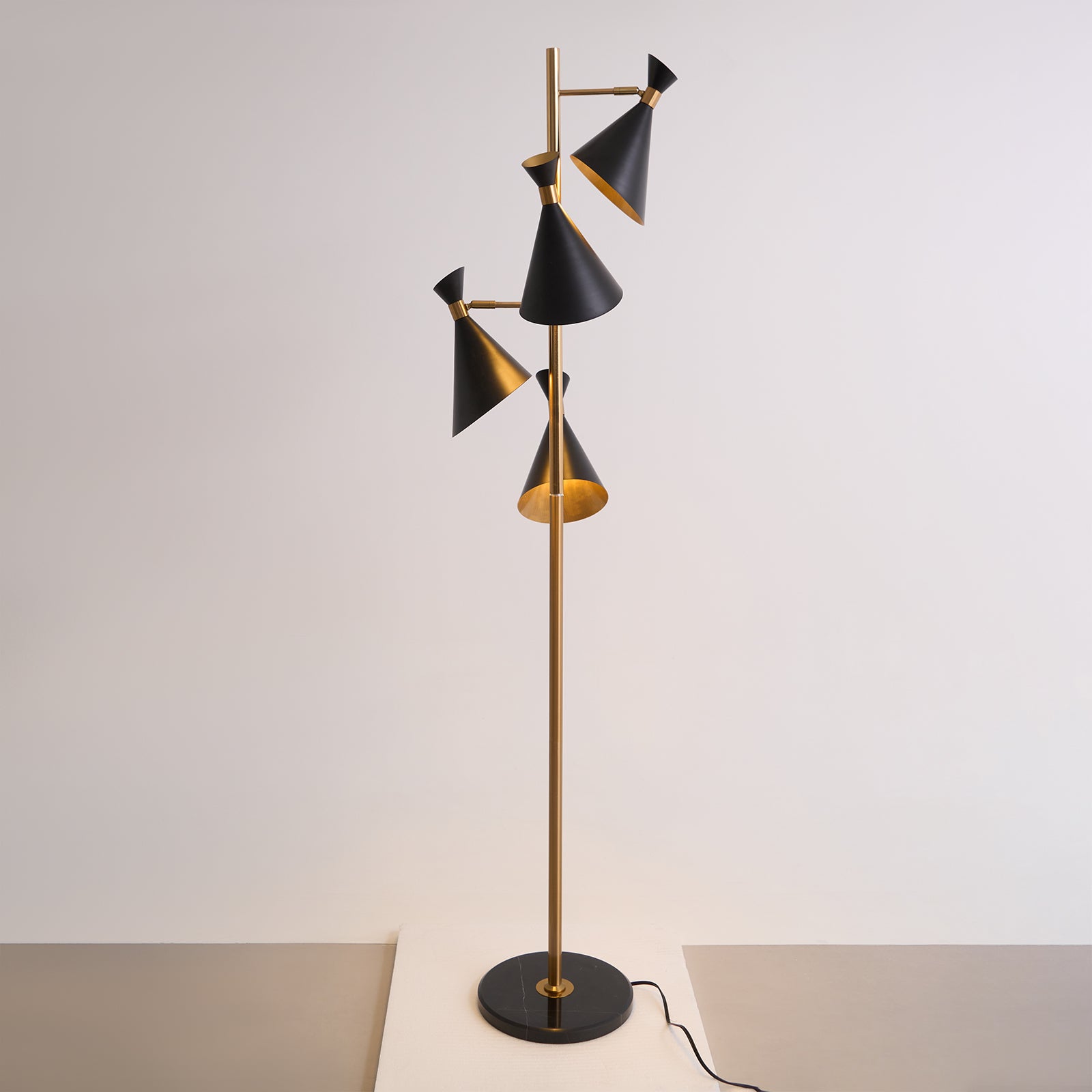 Rolten Gold & Black Marble Floor Lamp-Neutral Decor