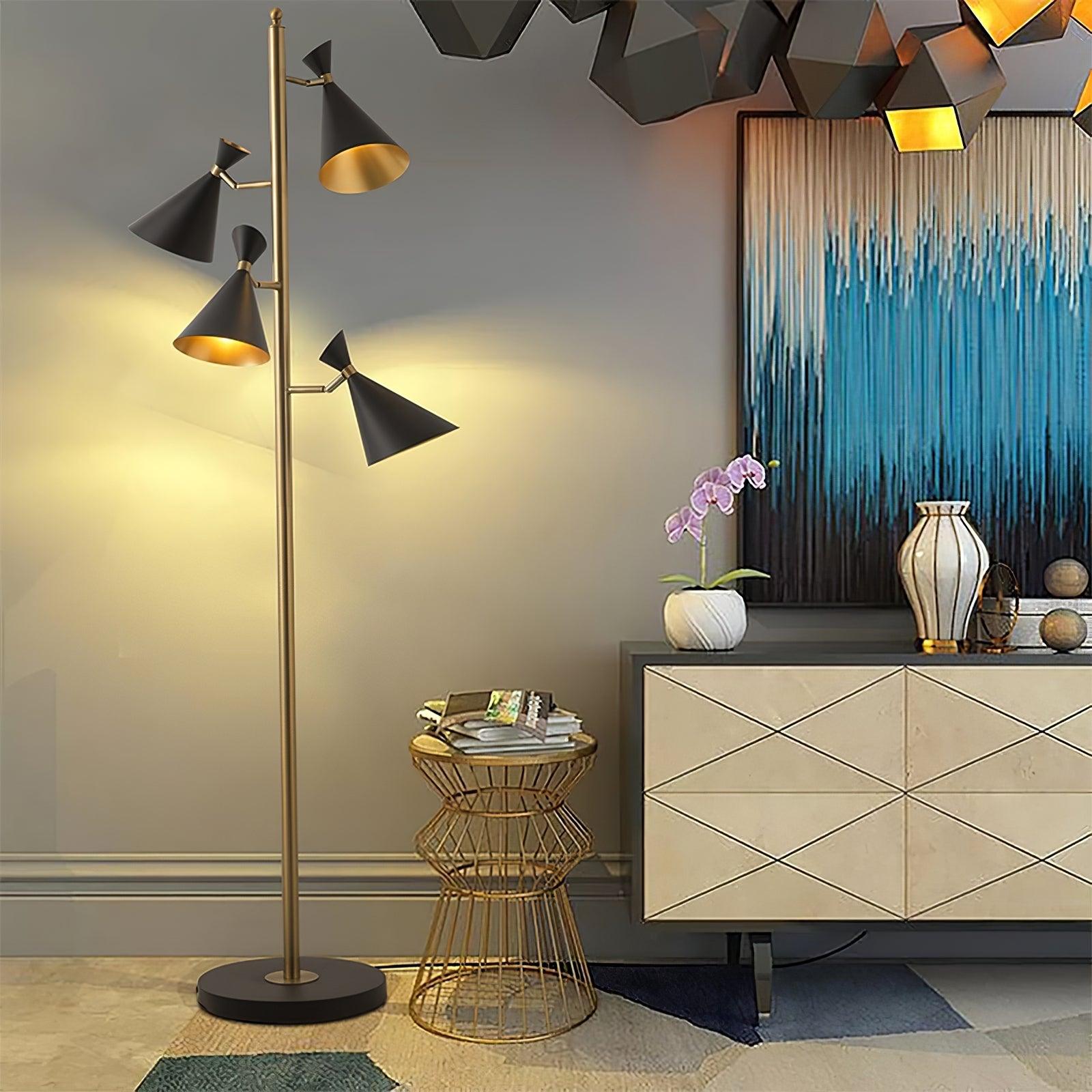 Rolten Gold & Black Marble Floor Lamp-Neutral Decor