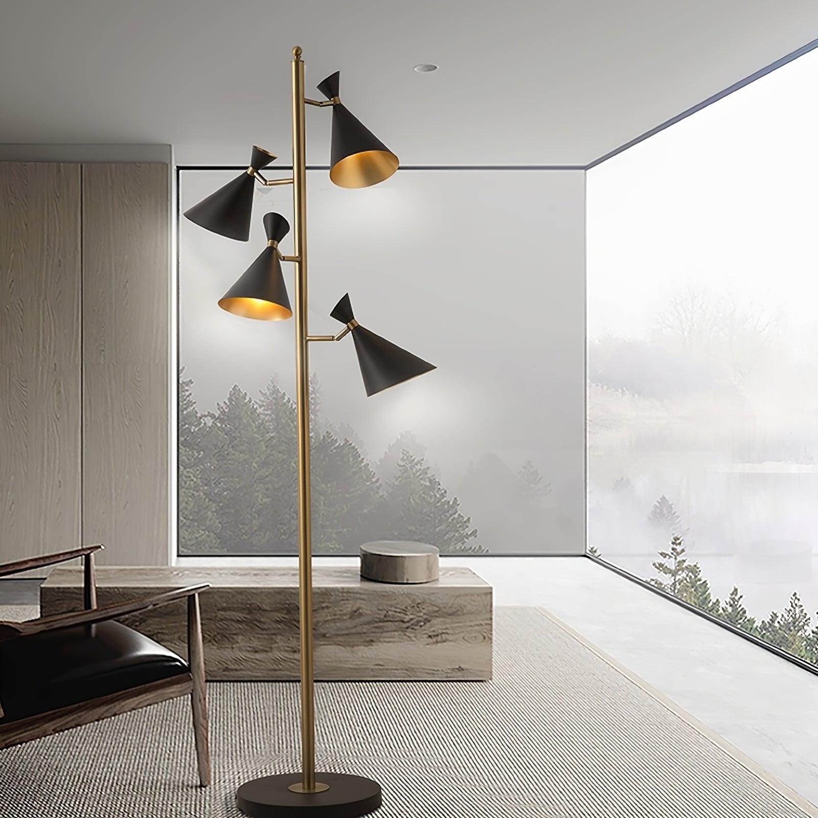 Rolten Gold & Black Marble Floor Lamp-Neutral Decor