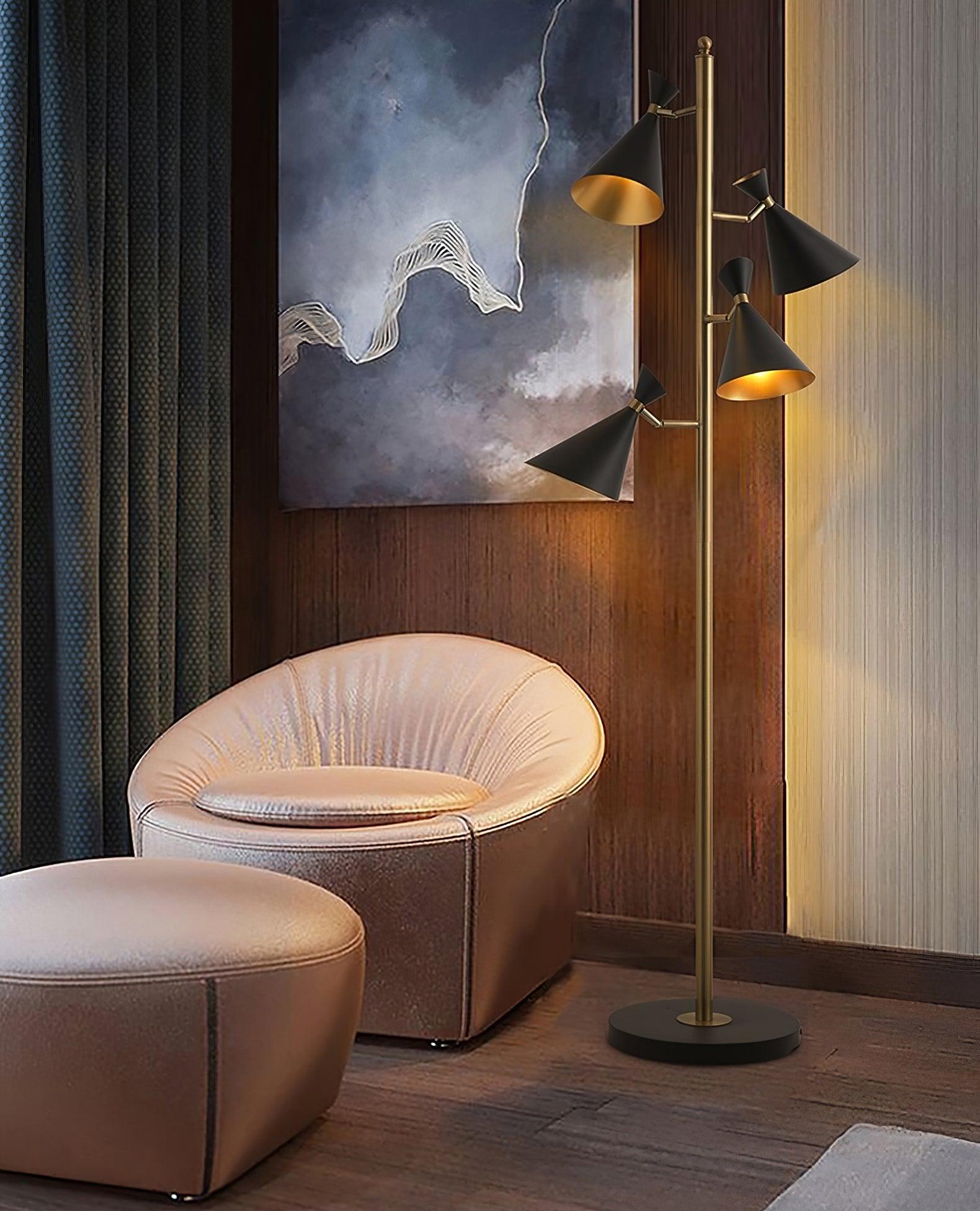 Rolten Gold & Black Marble Floor Lamp-Neutral Decor