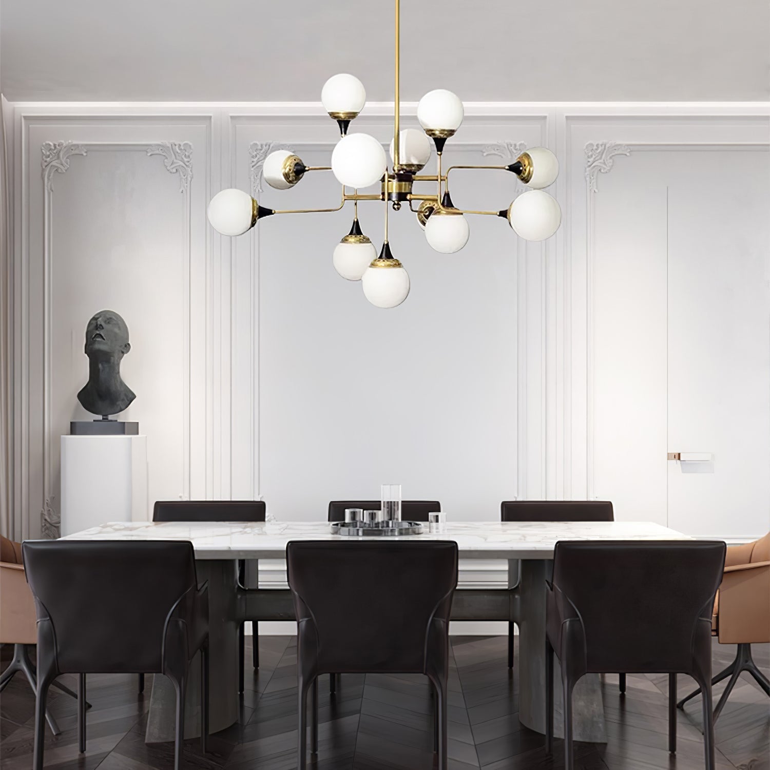 Wasgt Chandelier Stilnovo Brass Black Glass-Neutral Decor