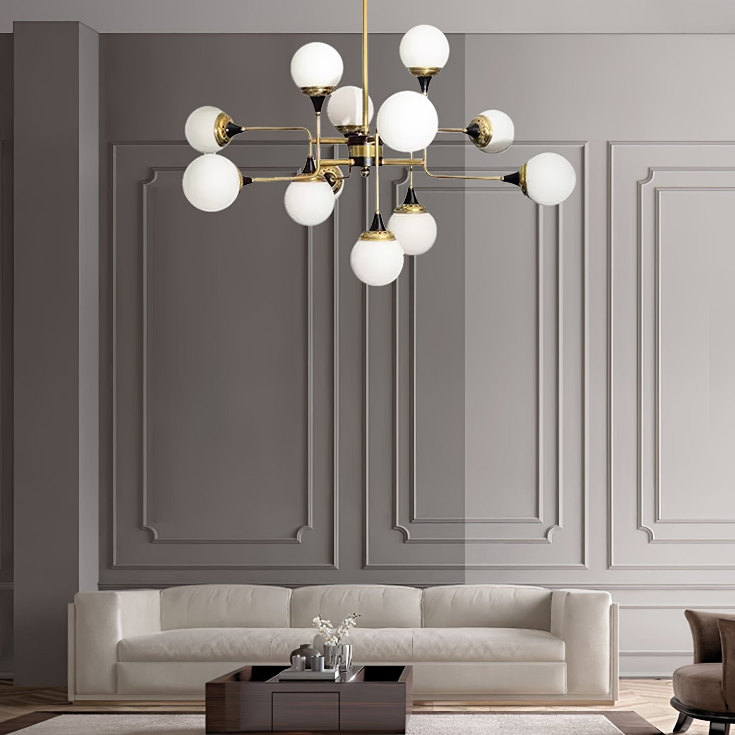Wasgt Chandelier Stilnovo Brass Black Glass-Neutral Decor