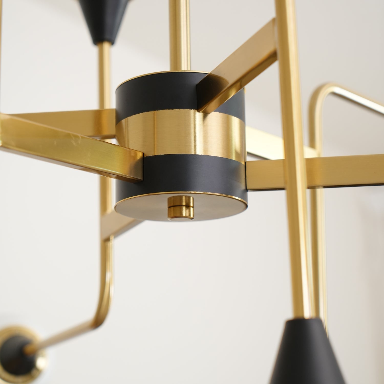 Wasgt Chandelier Stilnovo Brass Black Glass-Neutral Decor