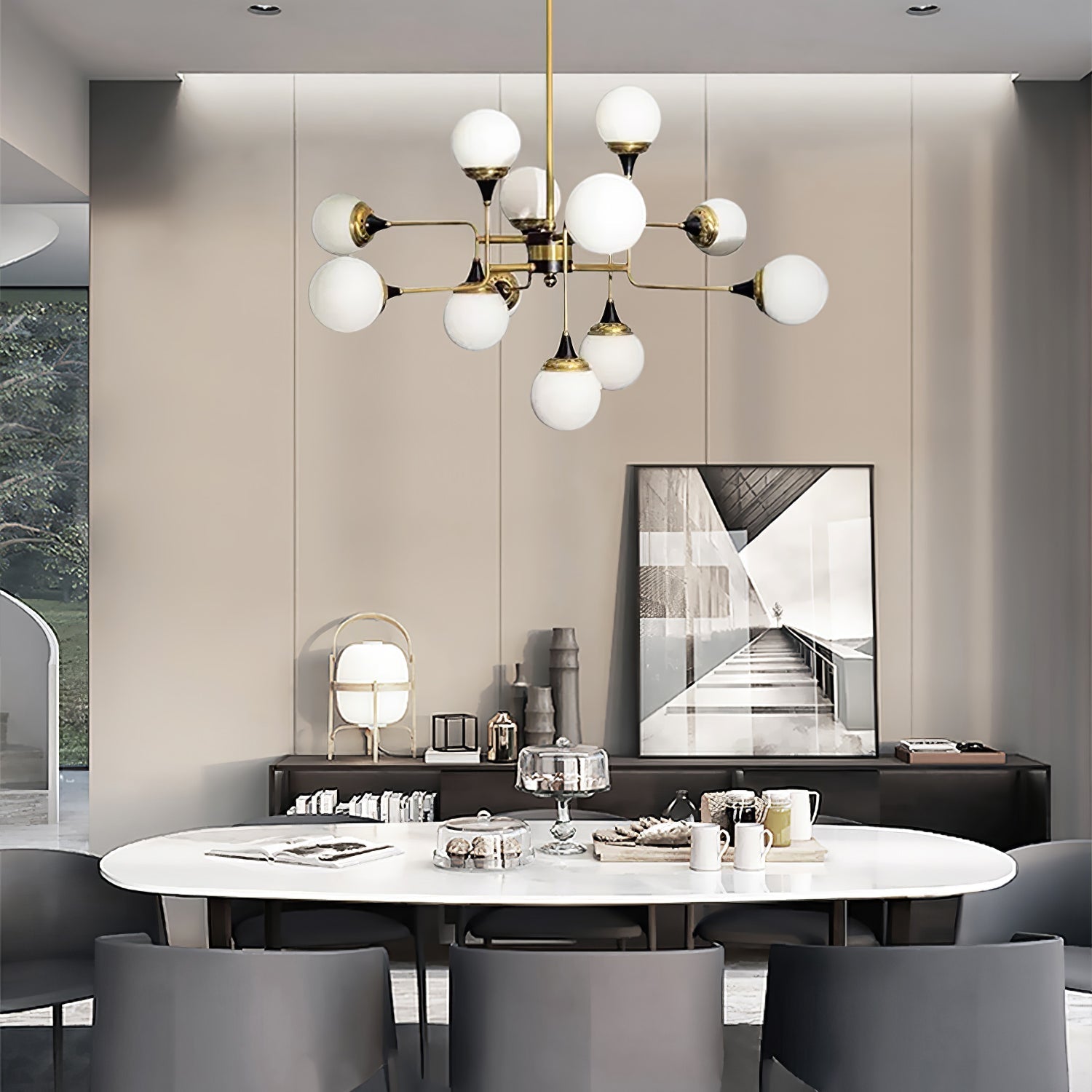 Wasgt Chandelier Stilnovo Brass Black Glass-Neutral Decor