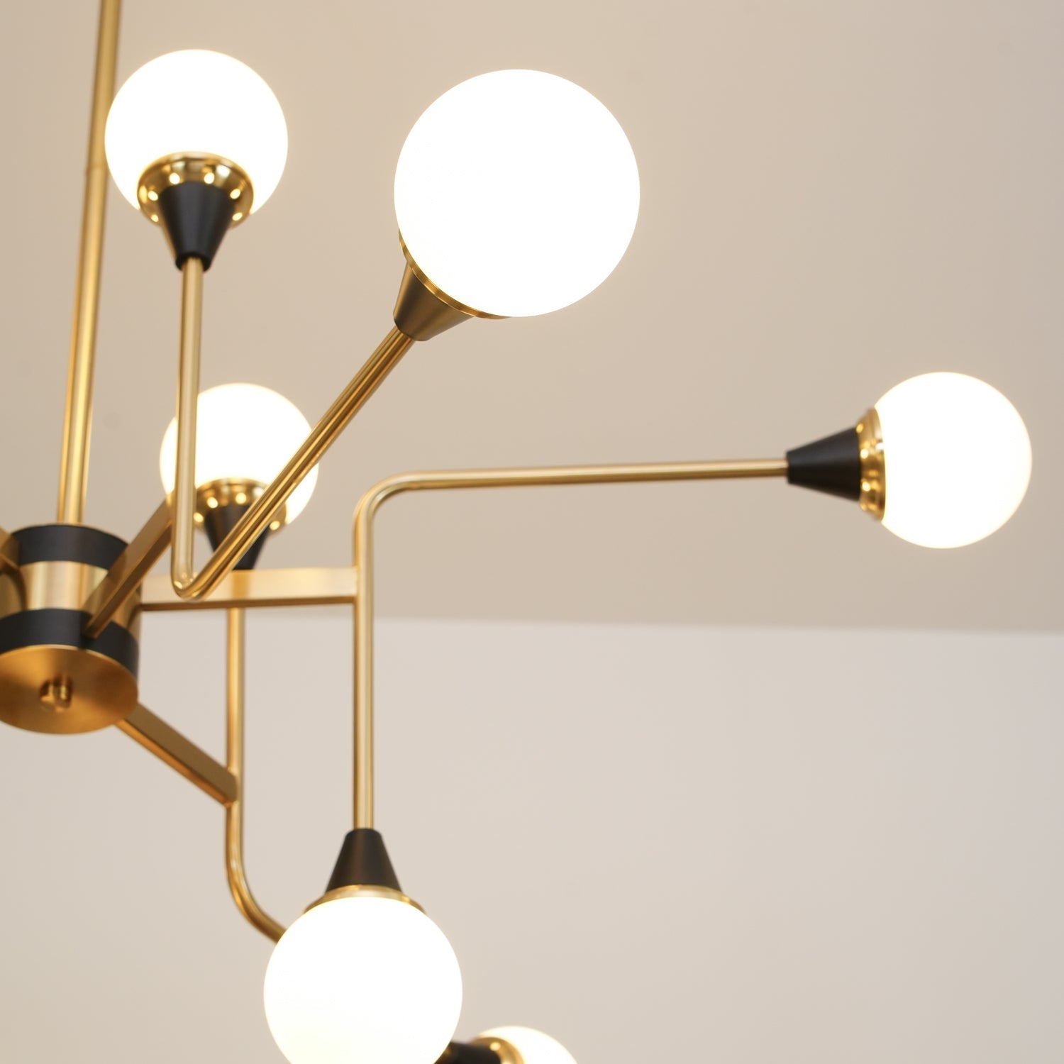 Wasgt Chandelier Stilnovo Brass Black Glass-Neutral Decor