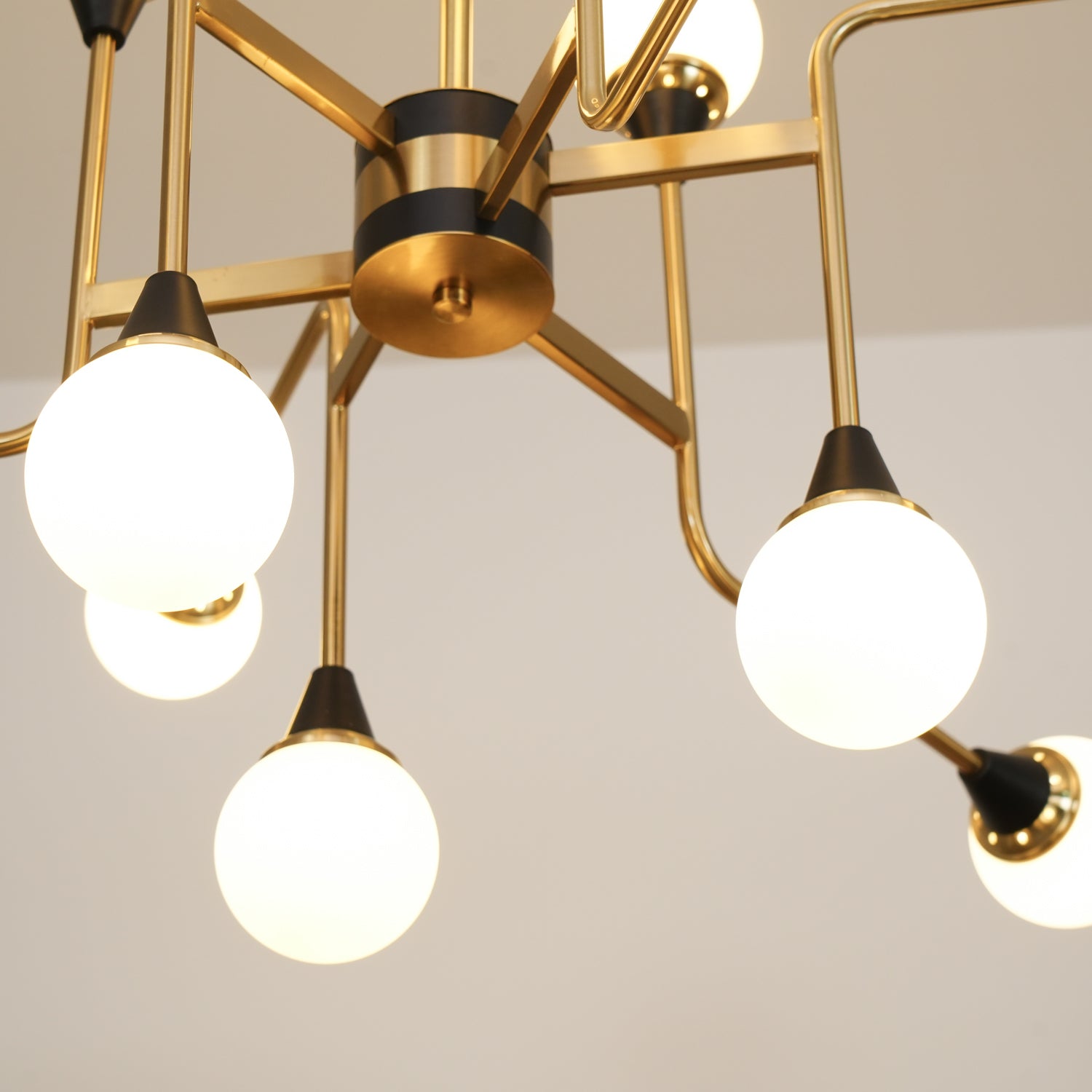 Wasgt Chandelier Stilnovo Brass Black Glass-Neutral Decor