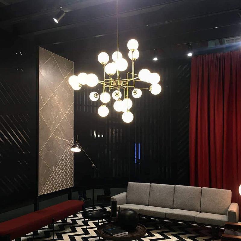 Wasgt Chandelier Stilnovo Brass Black Glass-Neutral Decor