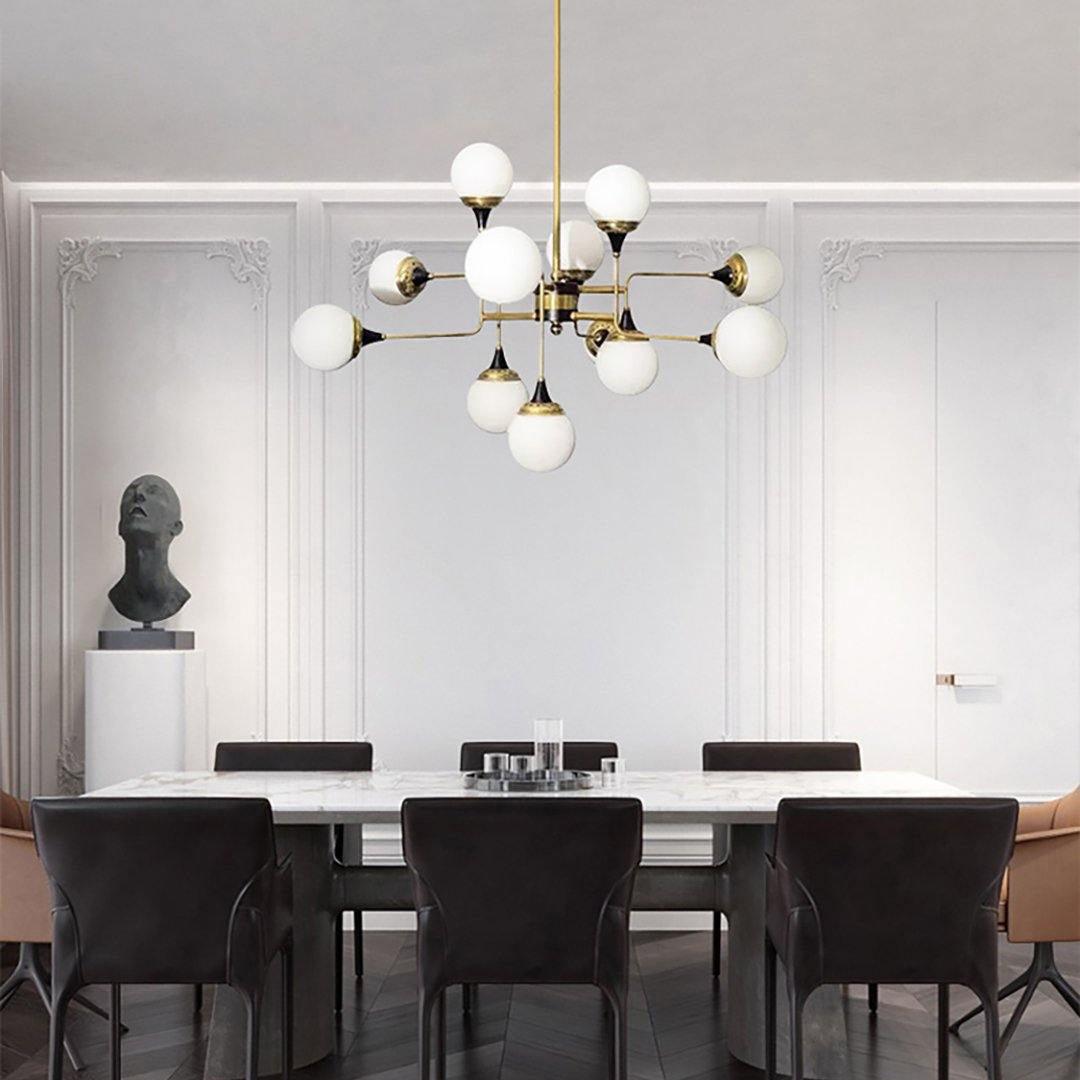 Wasgt Chandelier Stilnovo Brass Black Glass-Neutral Decor