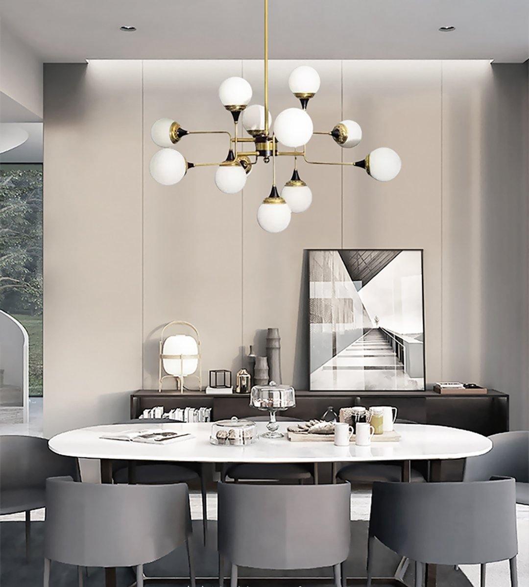 Wasgt Chandelier Stilnovo Brass Black Glass-Neutral Decor