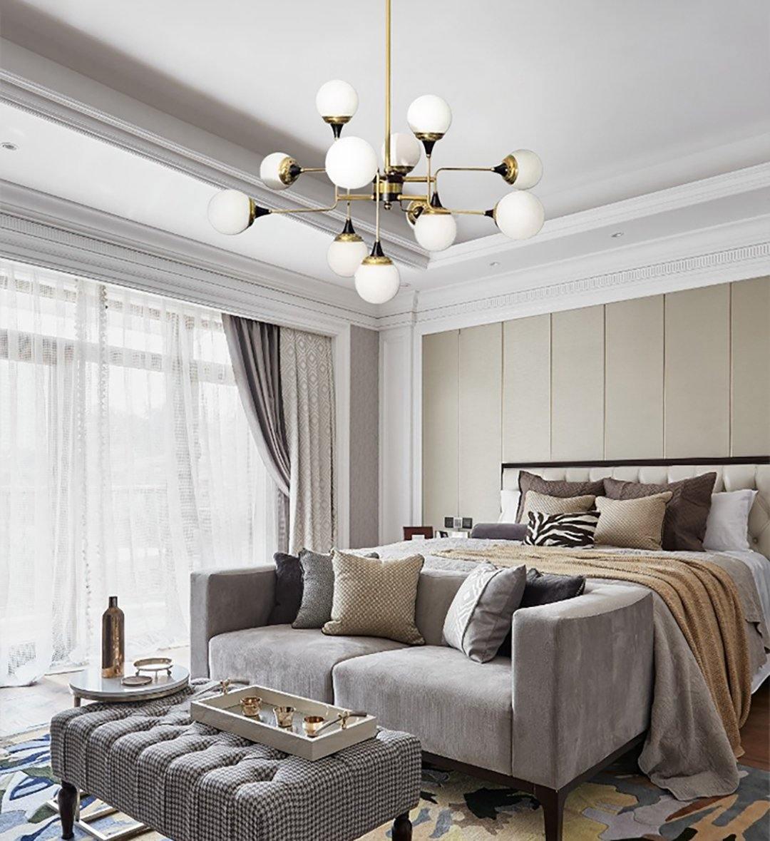 Wasgt Chandelier Stilnovo Brass Black Glass-Neutral Decor