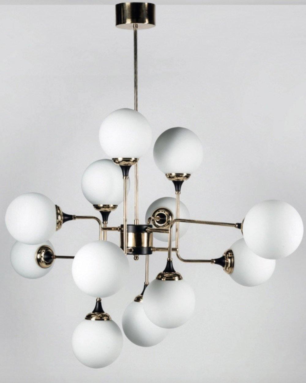 Wasgt Chandelier Stilnovo Brass Black Glass-Neutral Decor