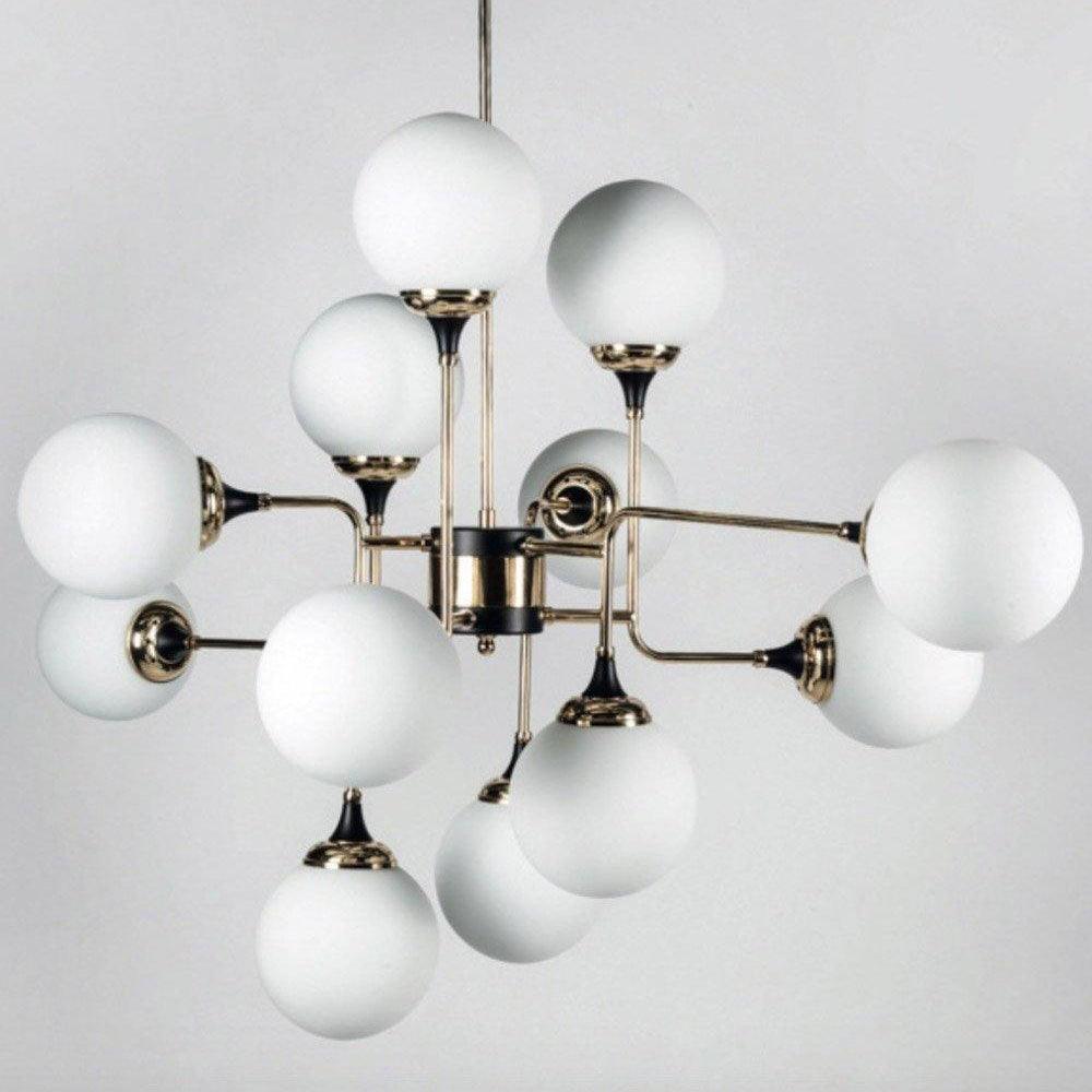Wasgt Chandelier Stilnovo Brass Black Glass-Neutral Decor