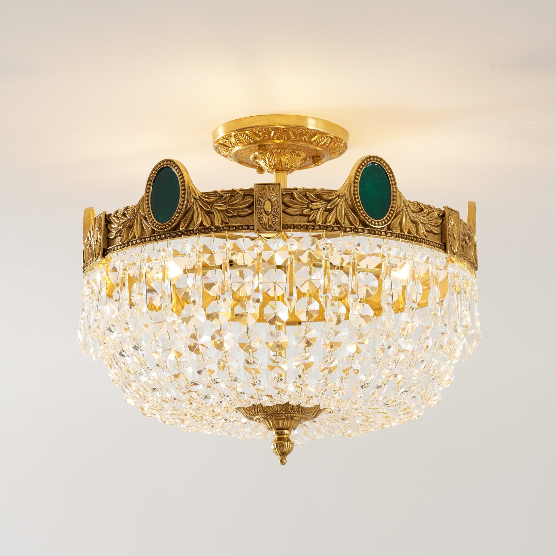 The ceiling mount and brass rod of the Stinnett lamp.