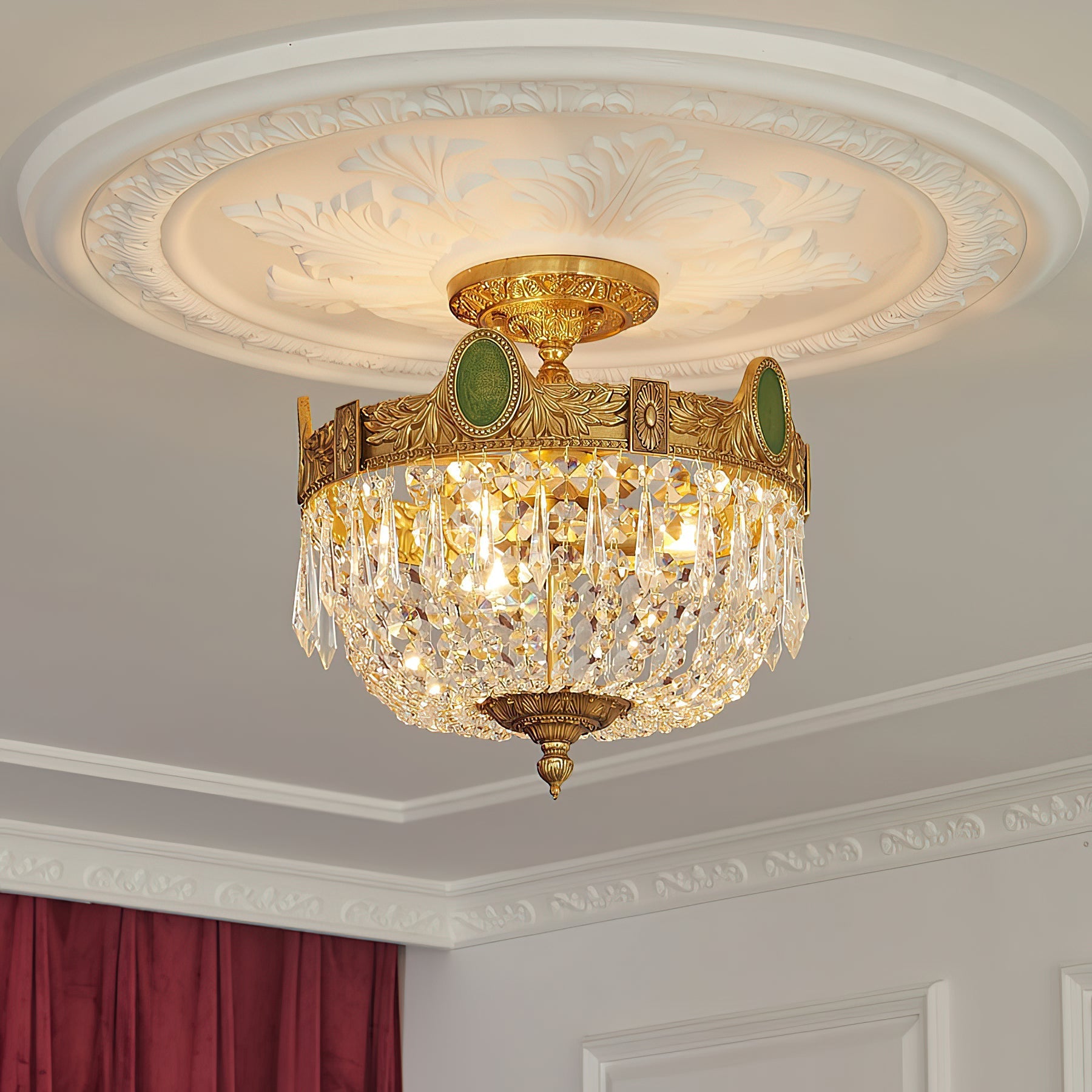Front view of the 3-head Stinnett Ceiling Lamp.