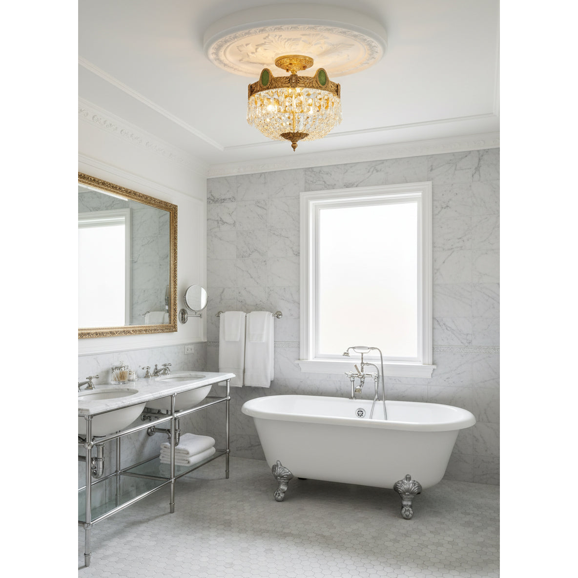 The Stinnett Ceiling Lamp installed in a contemporary living room.