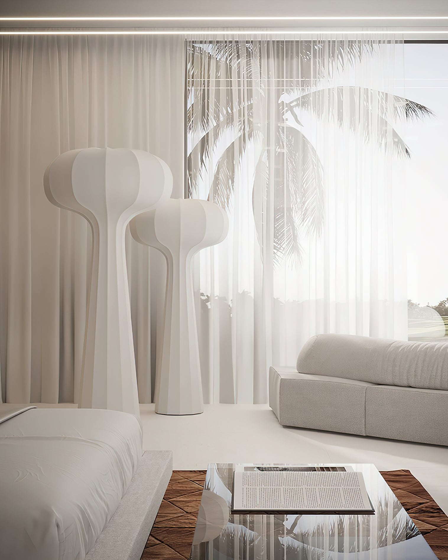 Petal Organic Silk Floor Lamp-Neutral Decor