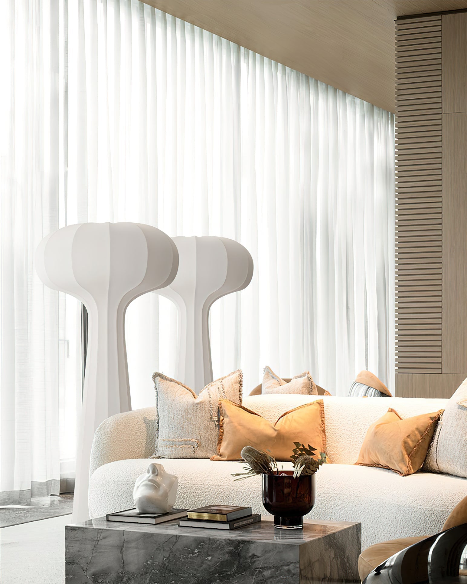 Petal Organic Silk Floor Lamp-Neutral Decor