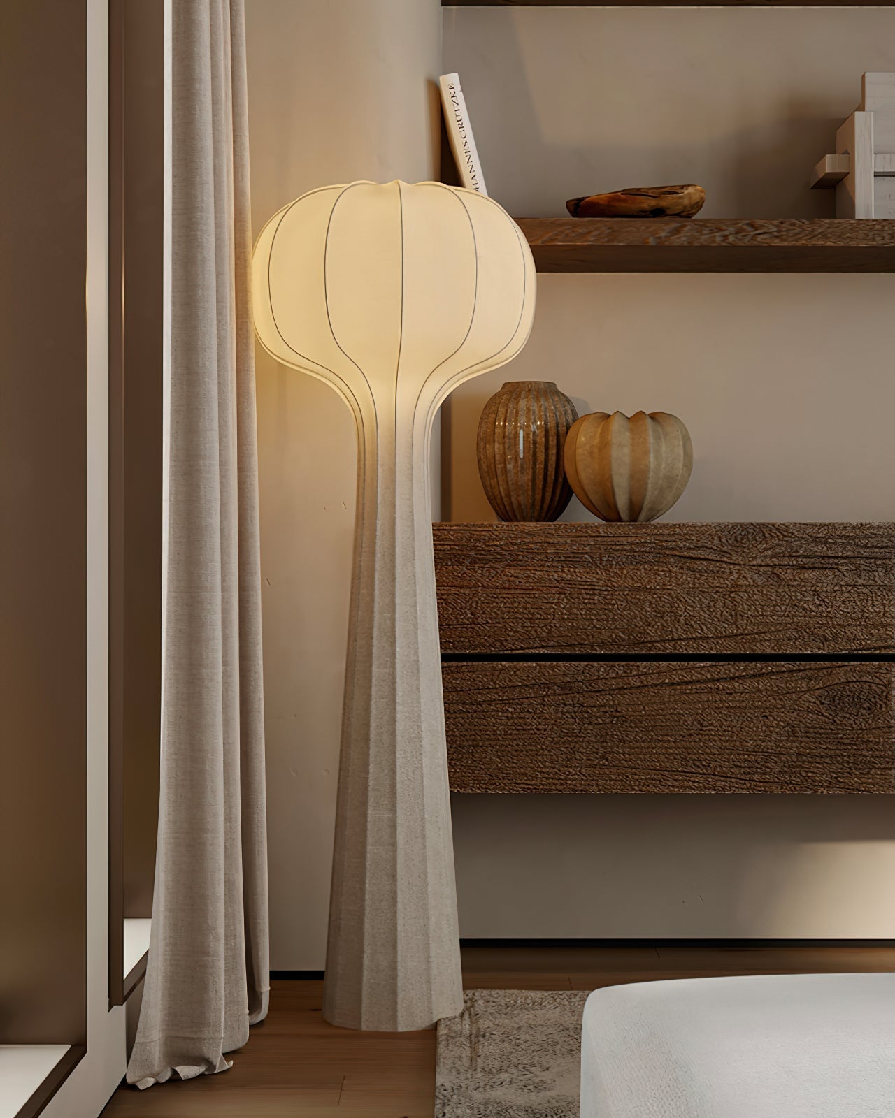 Petal Organic Silk Floor Lamp-Neutral Decor
