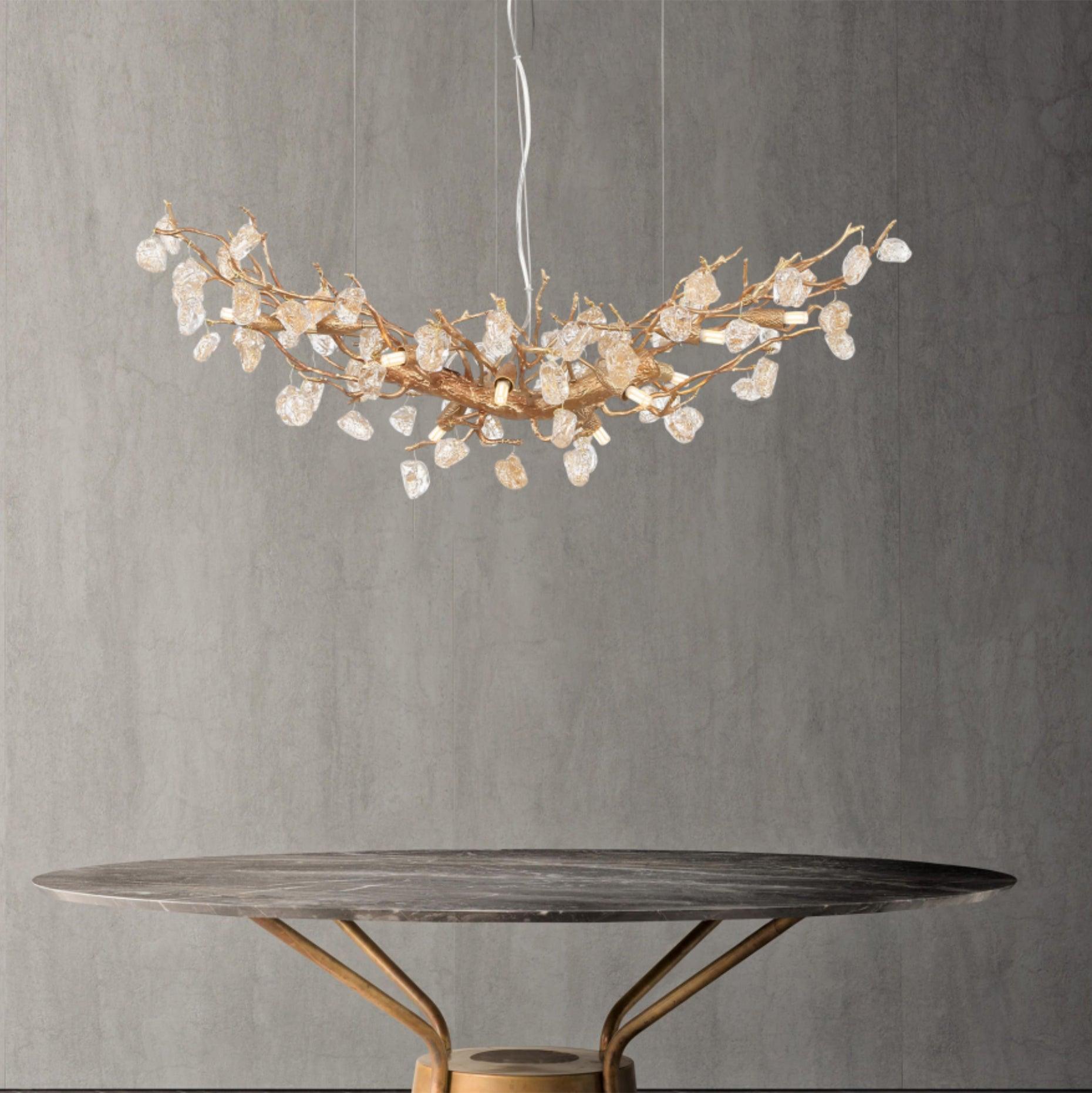 Arborea Brass Branch Crystal Chandelier-Neutral Decor