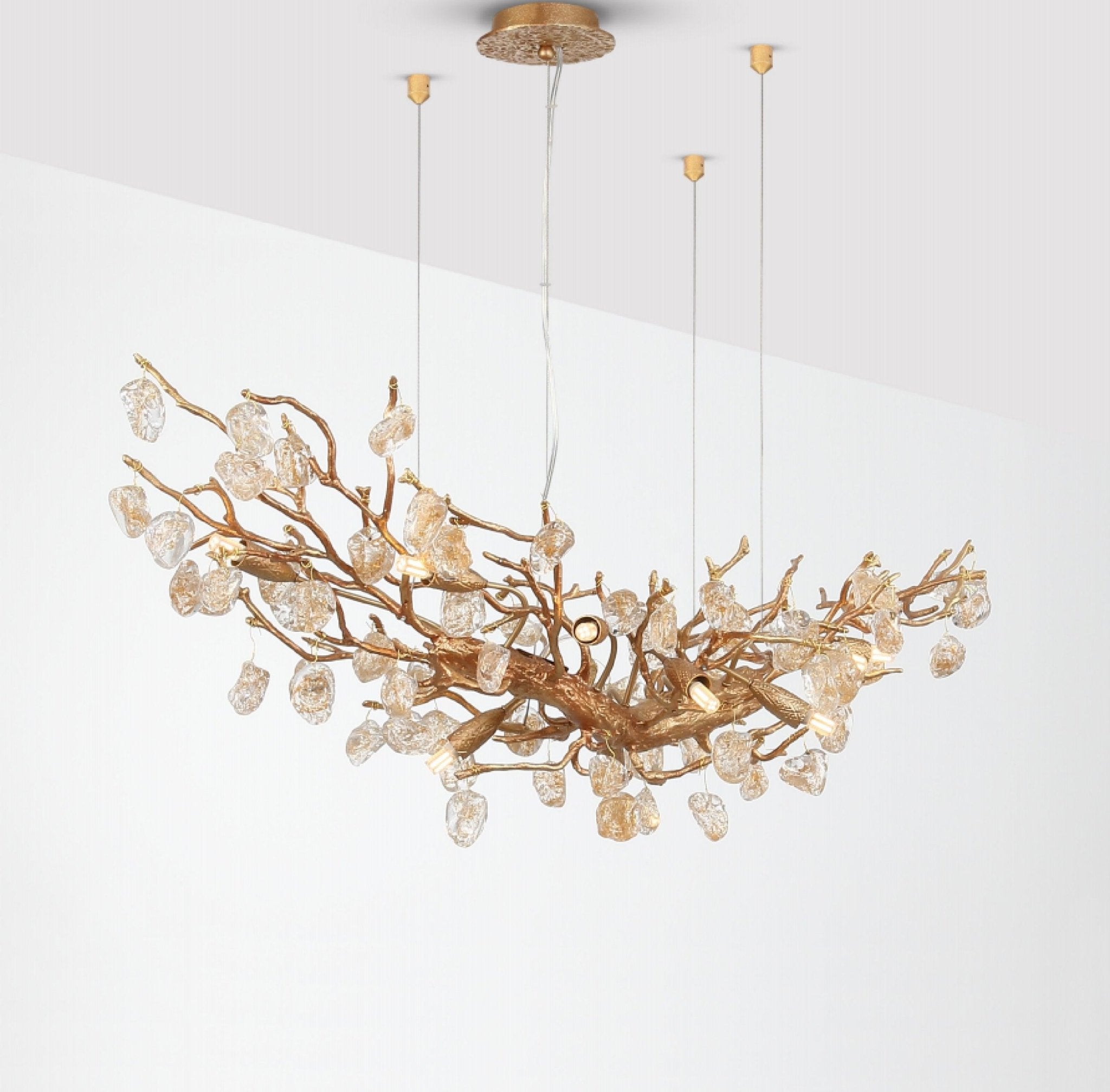 Arborea Brass Branch Crystal Chandelier-Neutral Decor