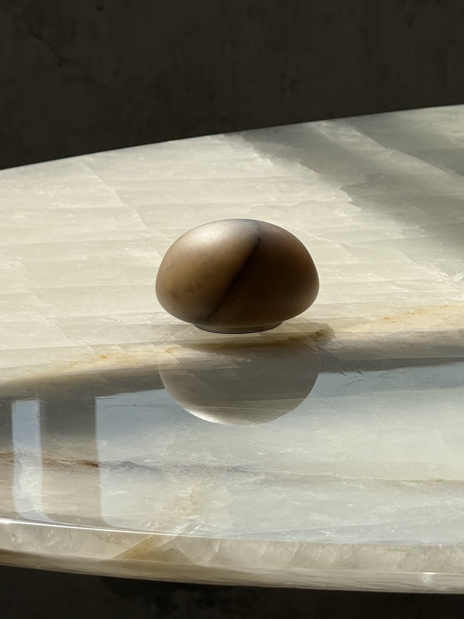 Final product shot of the Alabaster Petite Portable Lamp.