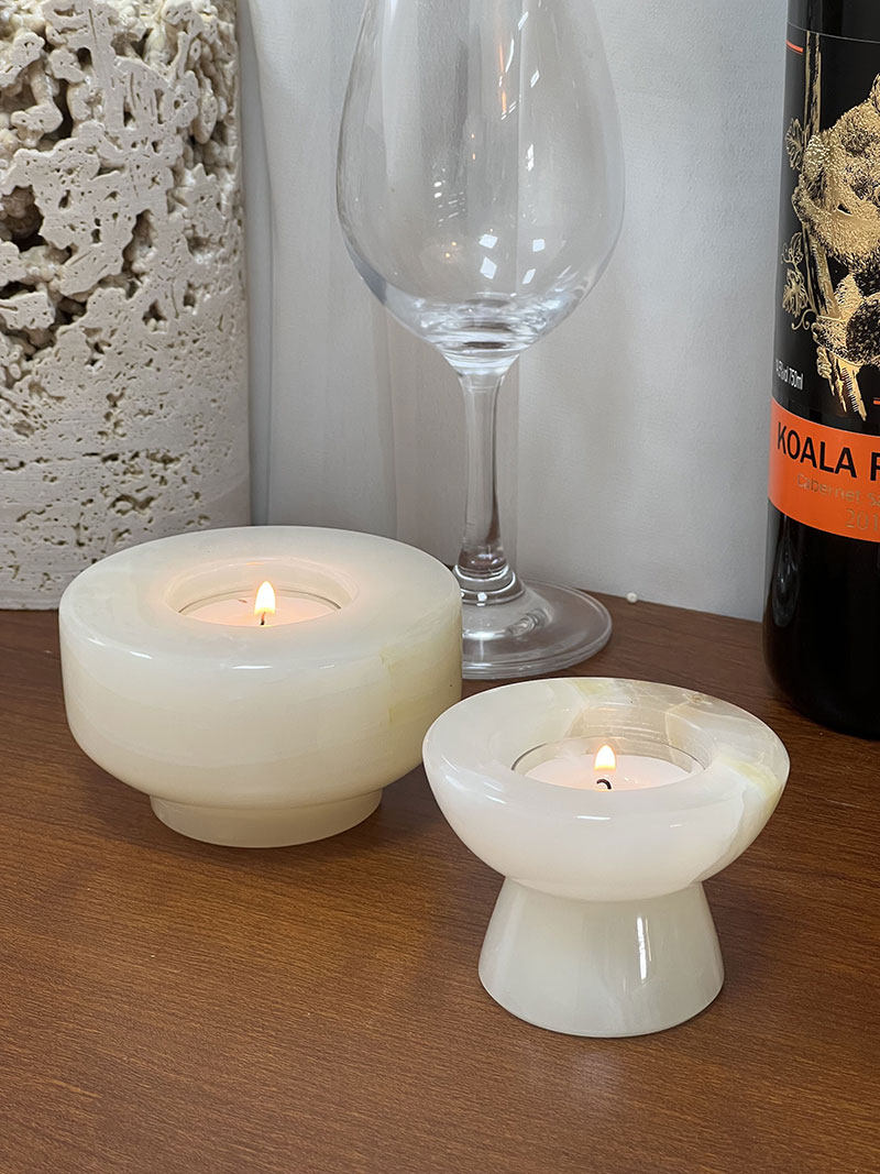 Stone Halo Candle Holder Set-Neutral Decor