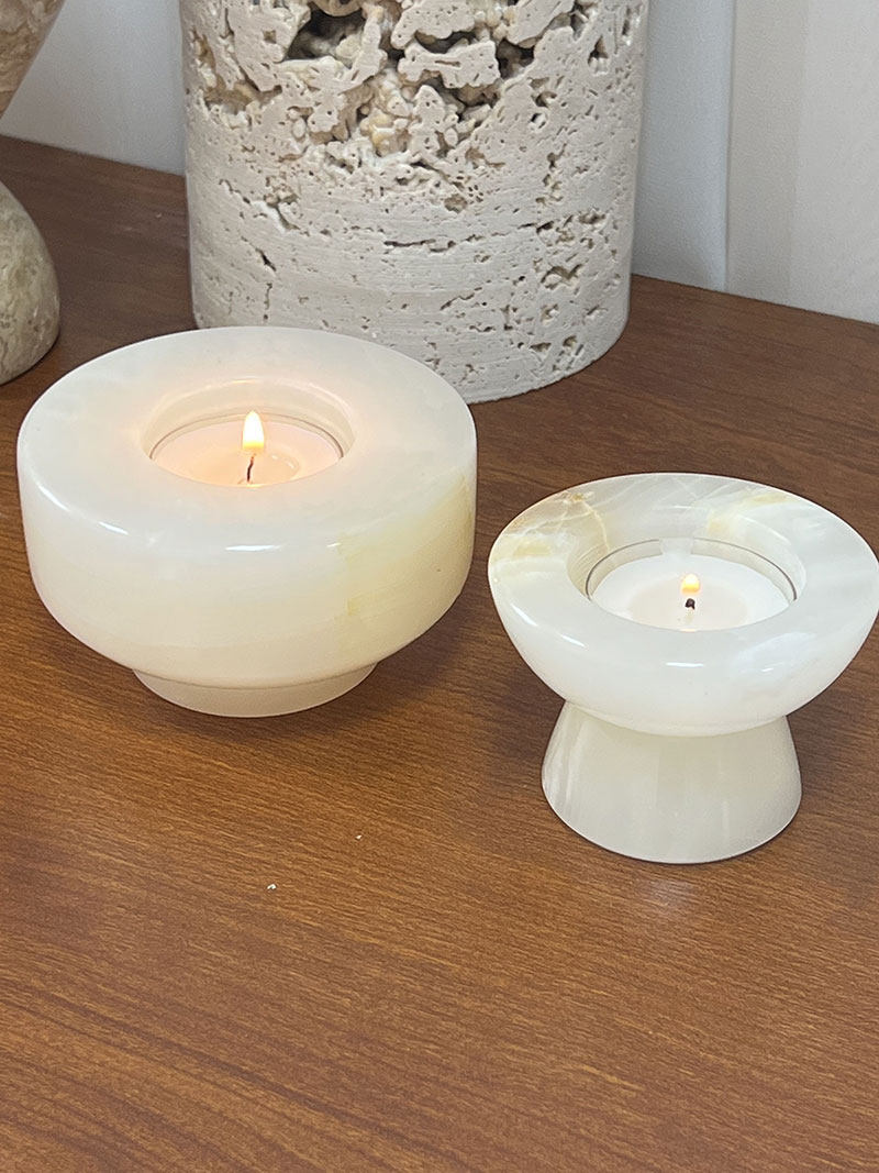 Stone Halo Candle Holder Set-Neutral Decor