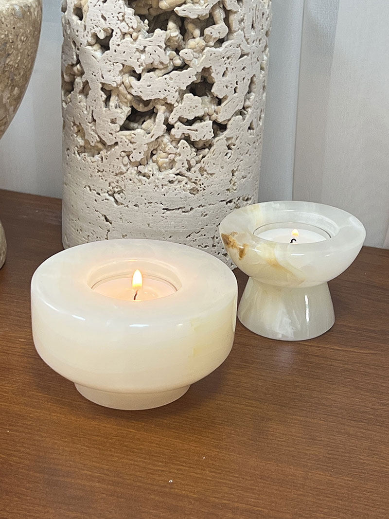 Stone Halo Candle Holder Set-Neutral Decor