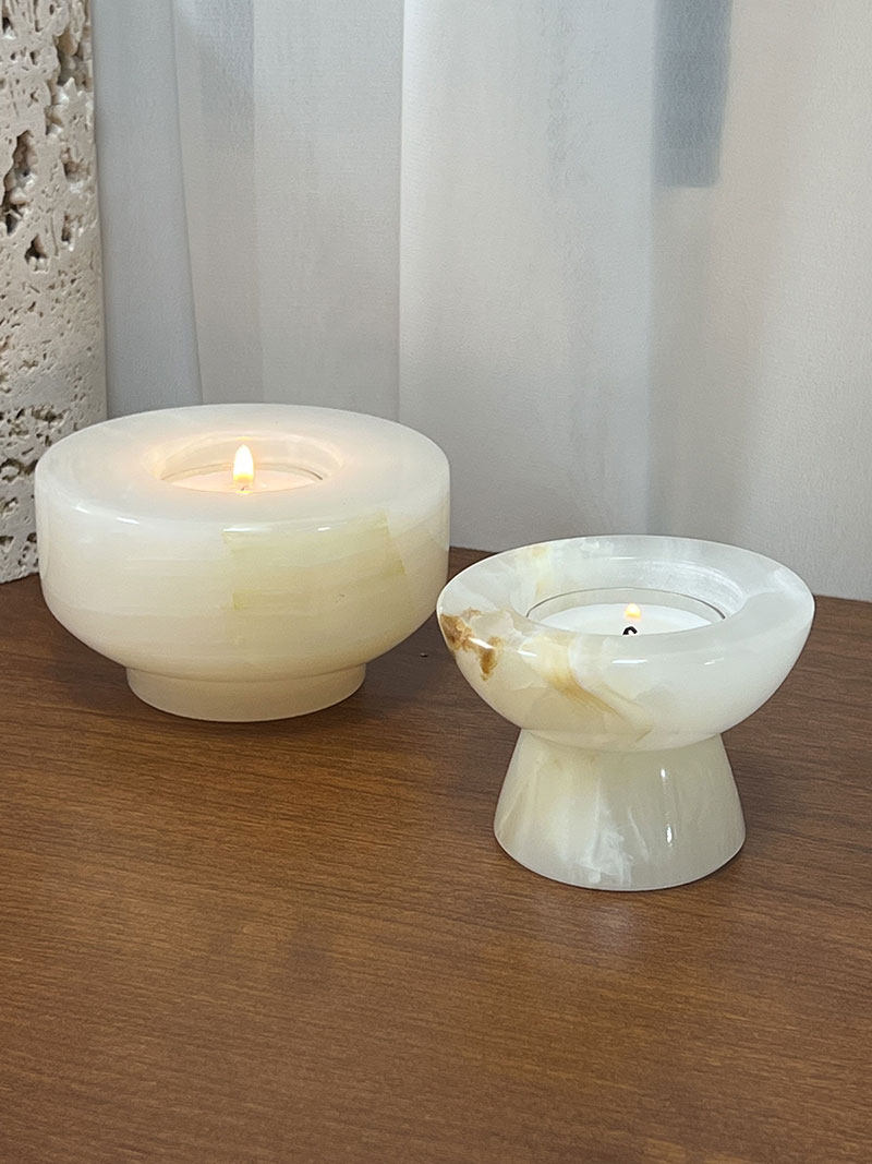 Stone Halo Candle Holder Set-Neutral Decor