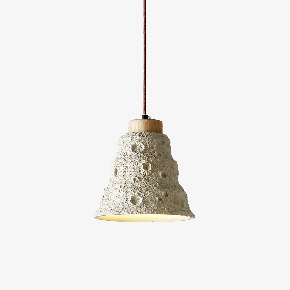 Ilphaeth Nordic Art Bell Stone Wood Pendant Light-Neutral Decor