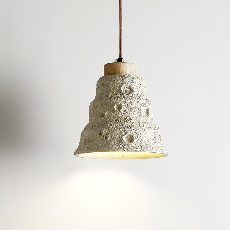 Ilphaeth Nordic Art Bell Stone Wood Pendant Light-Neutral Decor