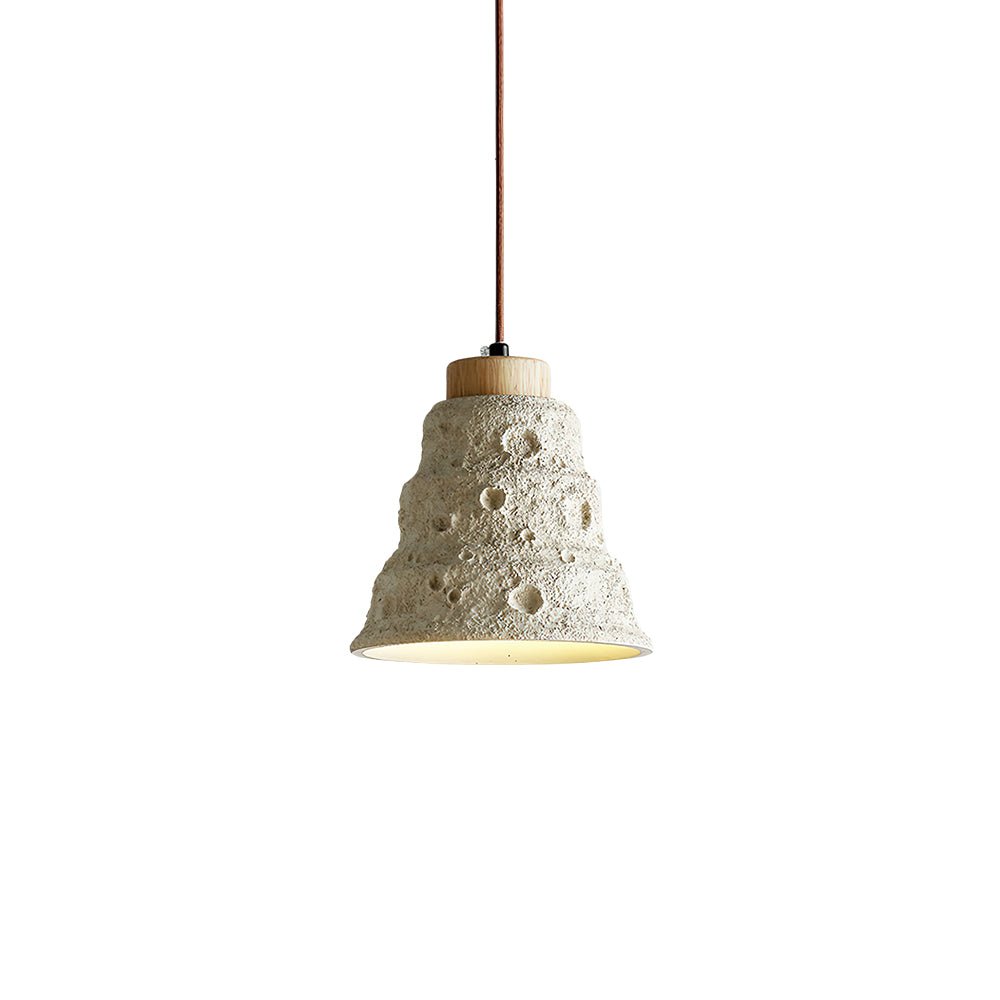 Ilphaeth Nordic Art Bell Stone Wood Pendant Light-Neutral Decor