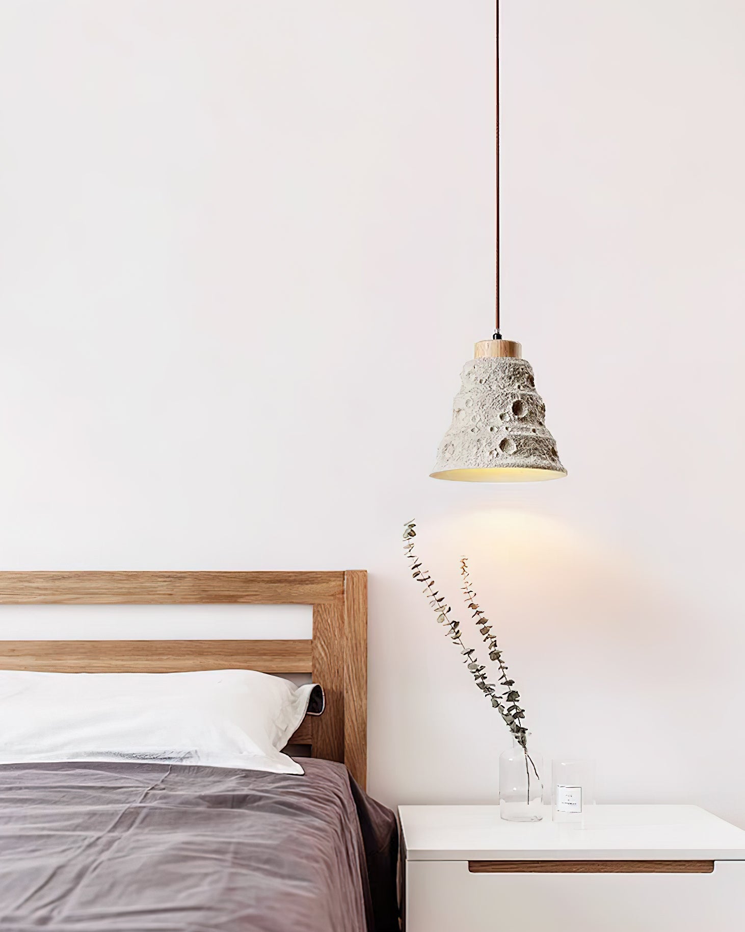 Ilphaeth Nordic Art Bell Stone Wood Pendant Light-Neutral Decor