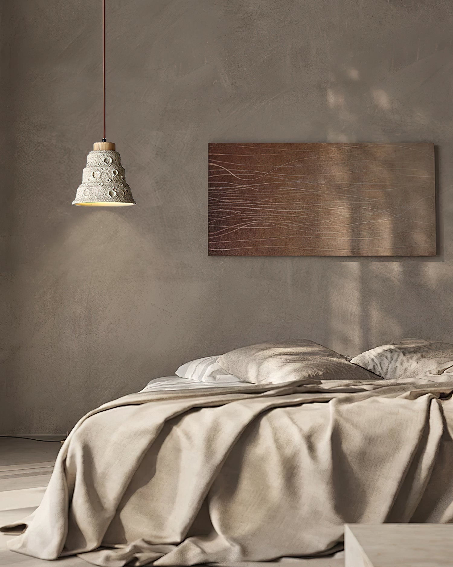 Ilphaeth Nordic Art Bell Stone Wood Pendant Light-Neutral Decor