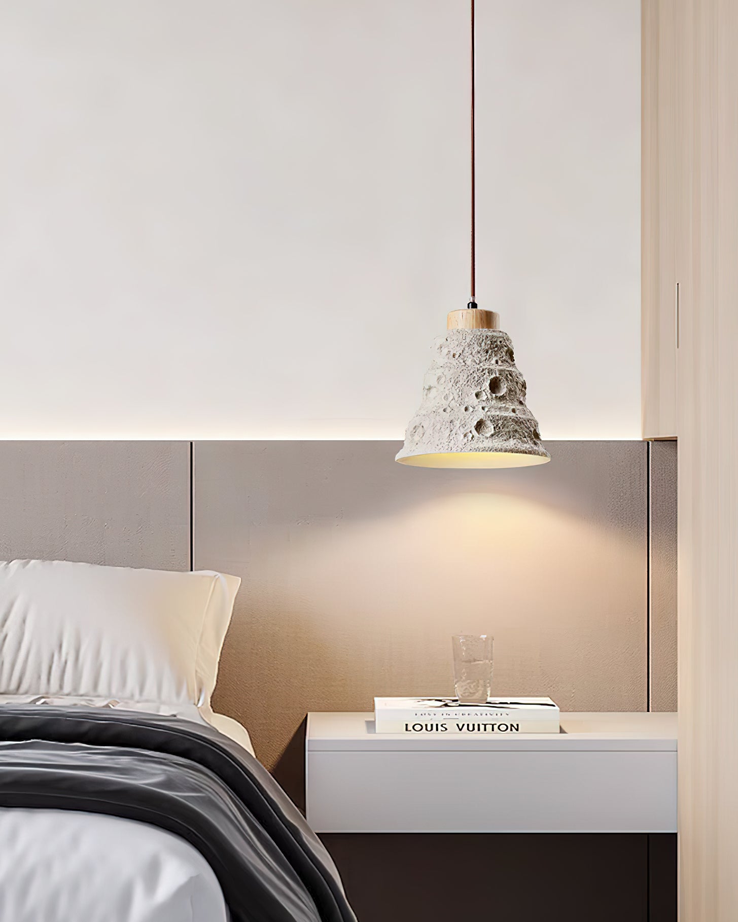 Ilphaeth Nordic Art Bell Stone Wood Pendant Light-Neutral Decor