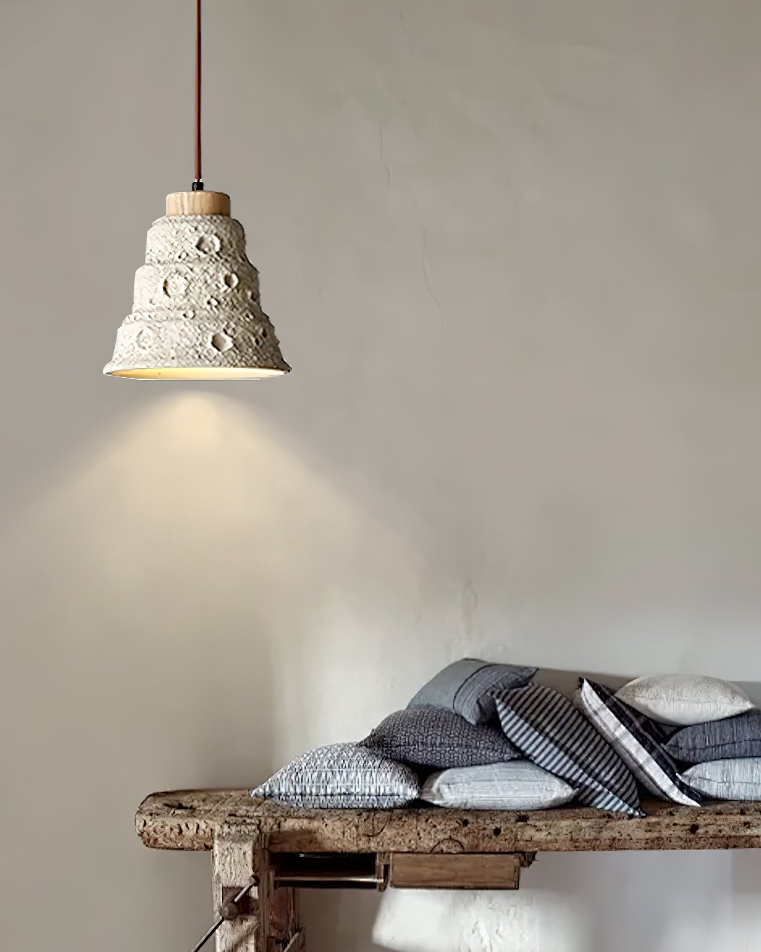 Ilphaeth Nordic Art Bell Stone Wood Pendant Light-Neutral Decor