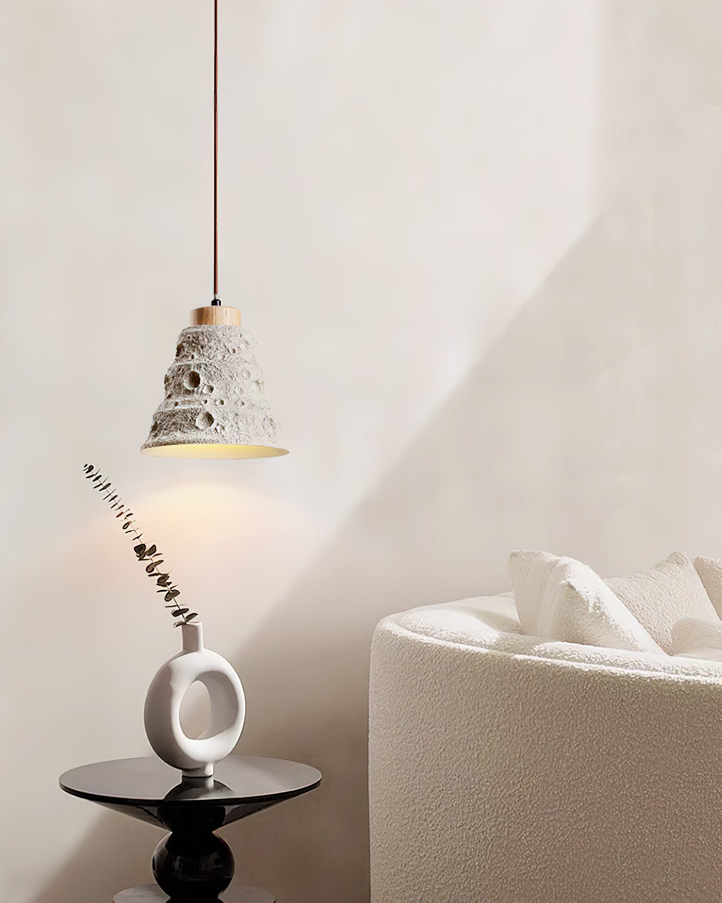 Ilphaeth Nordic Art Bell Stone Wood Pendant Light-Neutral Decor