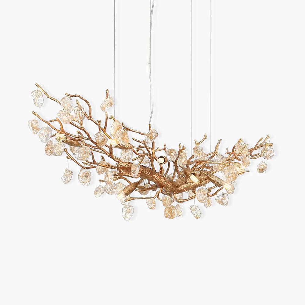 Arborea Brass Branch Crystal Chandelier-Neutral Decor