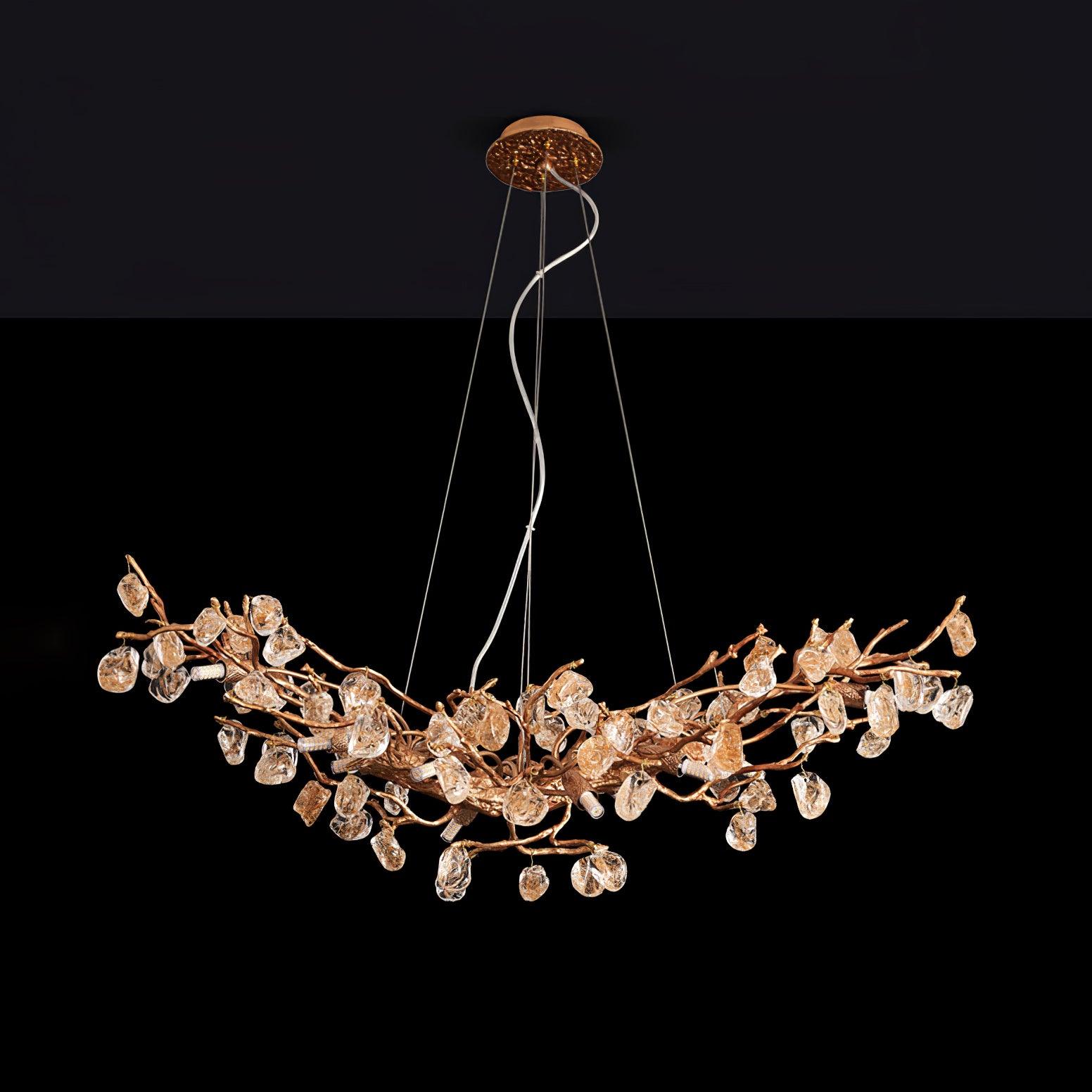 Arborea Brass Branch Crystal Chandelier-Neutral Decor