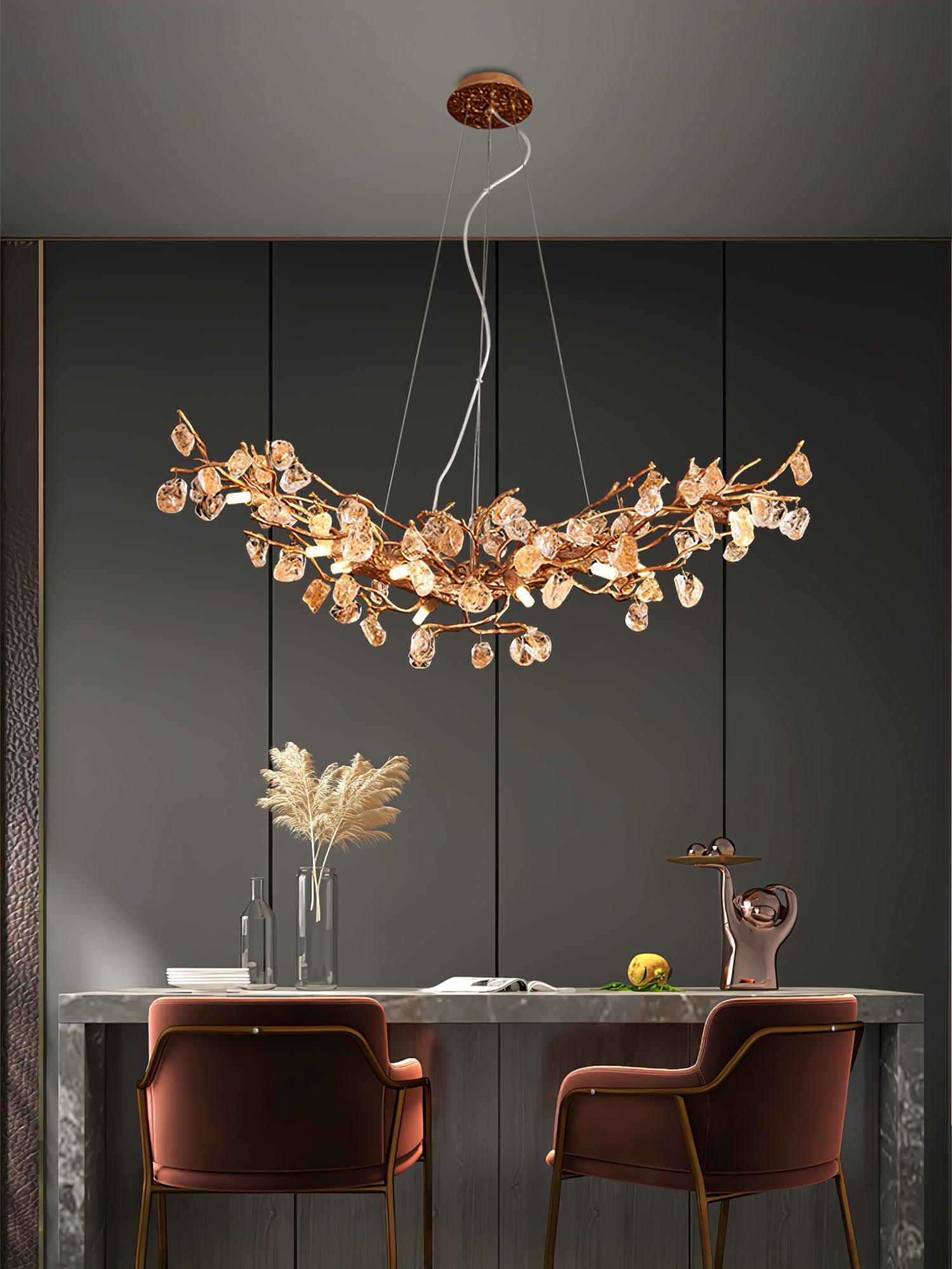 Arborea Brass Branch Crystal Chandelier-Neutral Decor