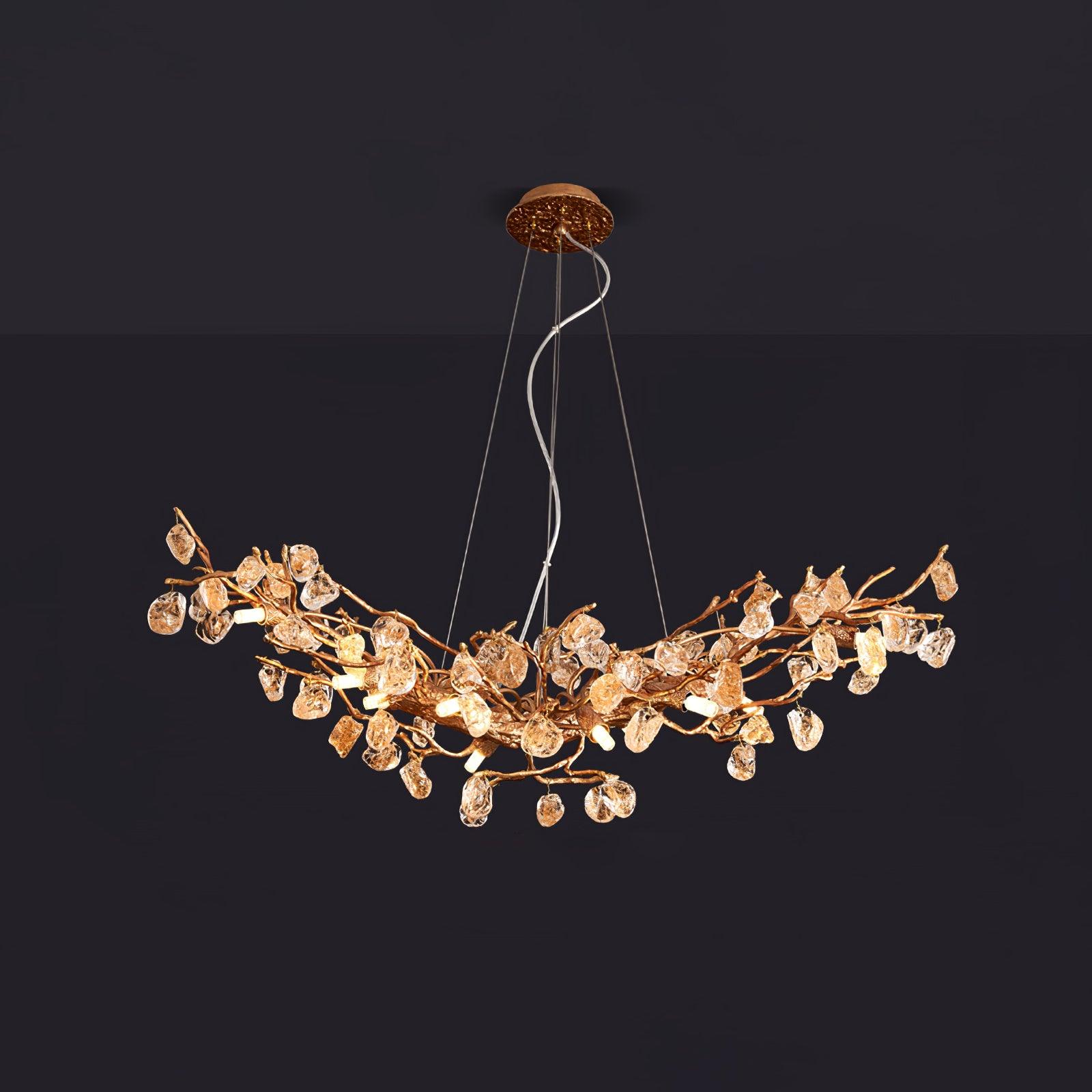 Arborea Brass Branch Crystal Chandelier-Neutral Decor