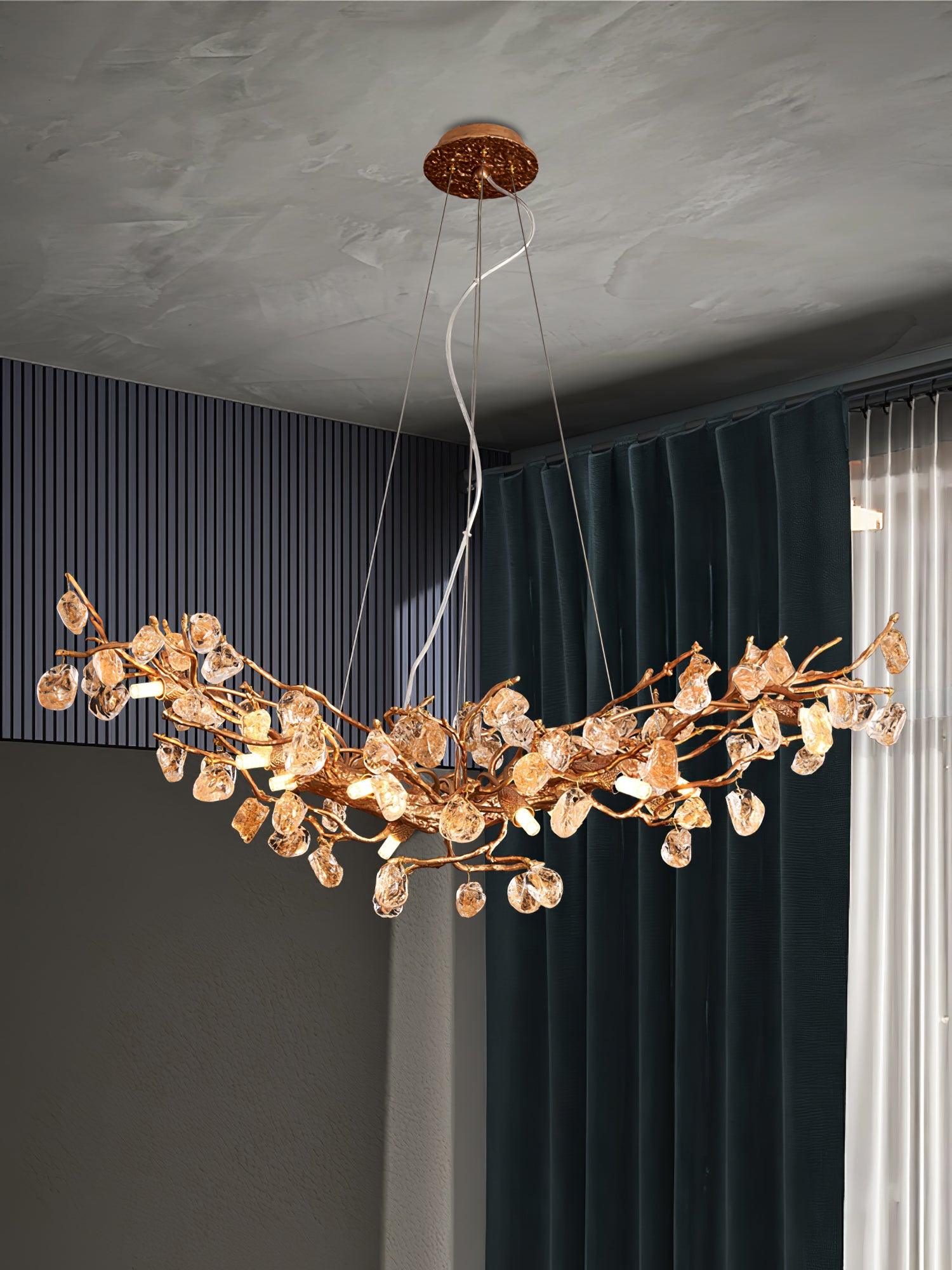 Arborea Brass Branch Crystal Chandelier-Neutral Decor