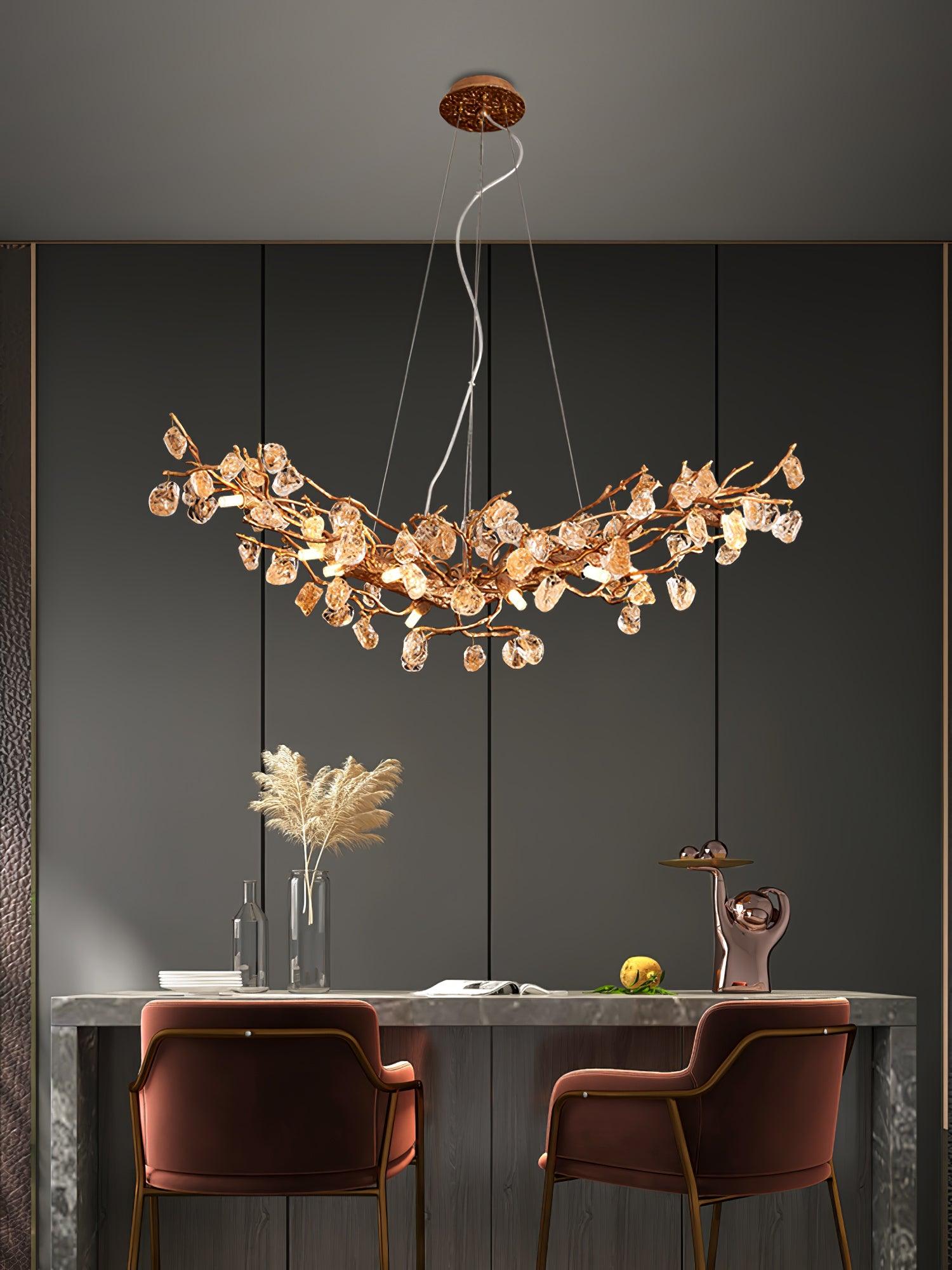 Arborea Brass Branch Crystal Chandelier-Neutral Decor