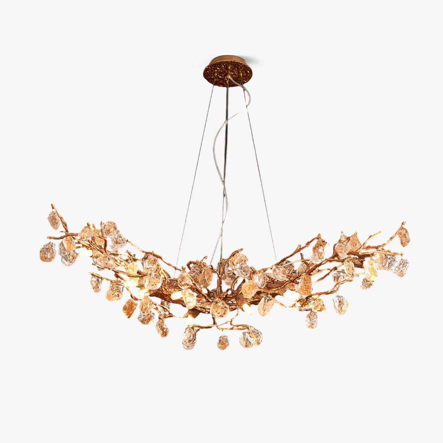 Arborea Brass Branch Crystal Chandelier-Neutral Decor