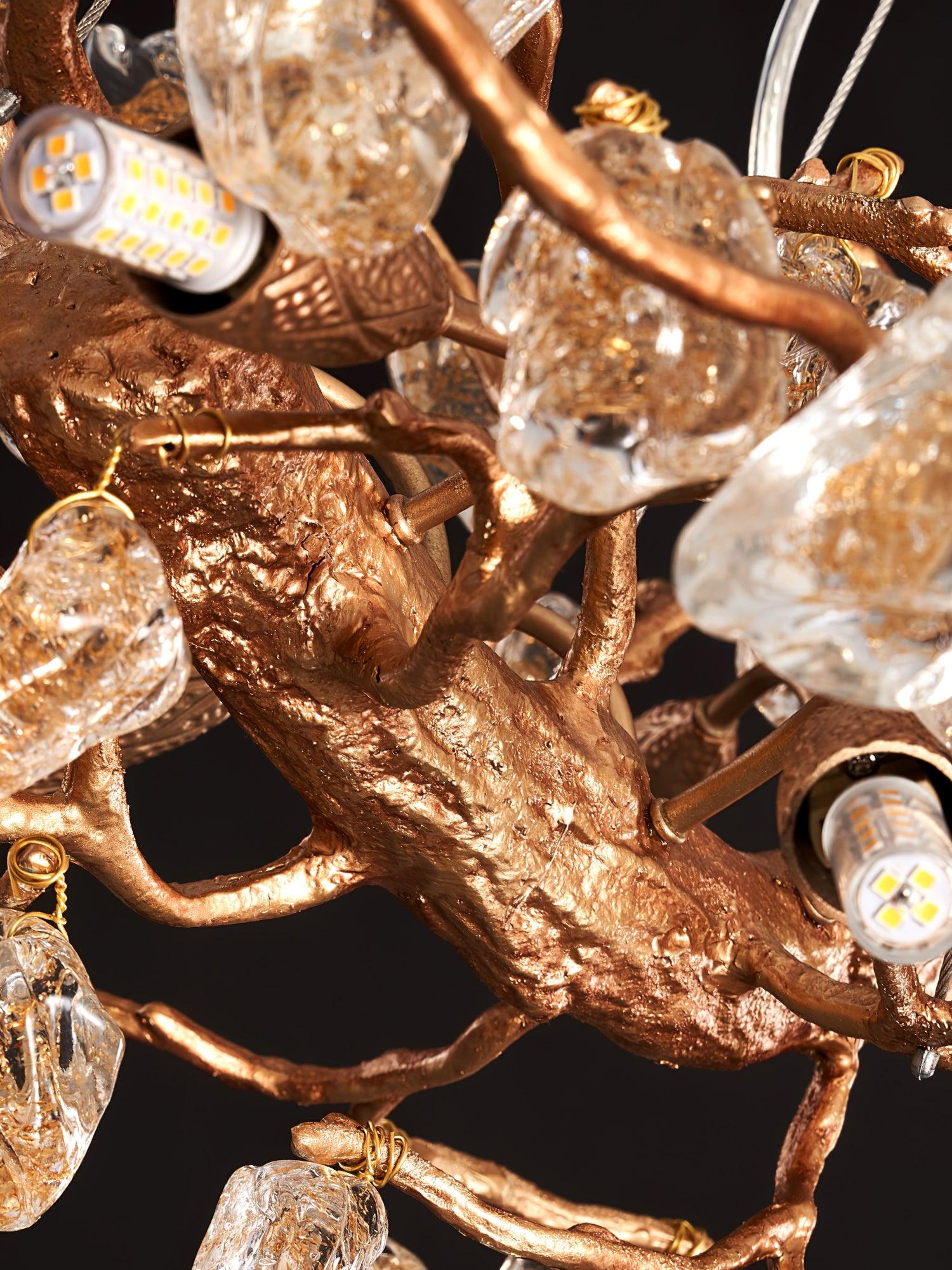 Arborea Brass Branch Crystal Chandelier-Neutral Decor
