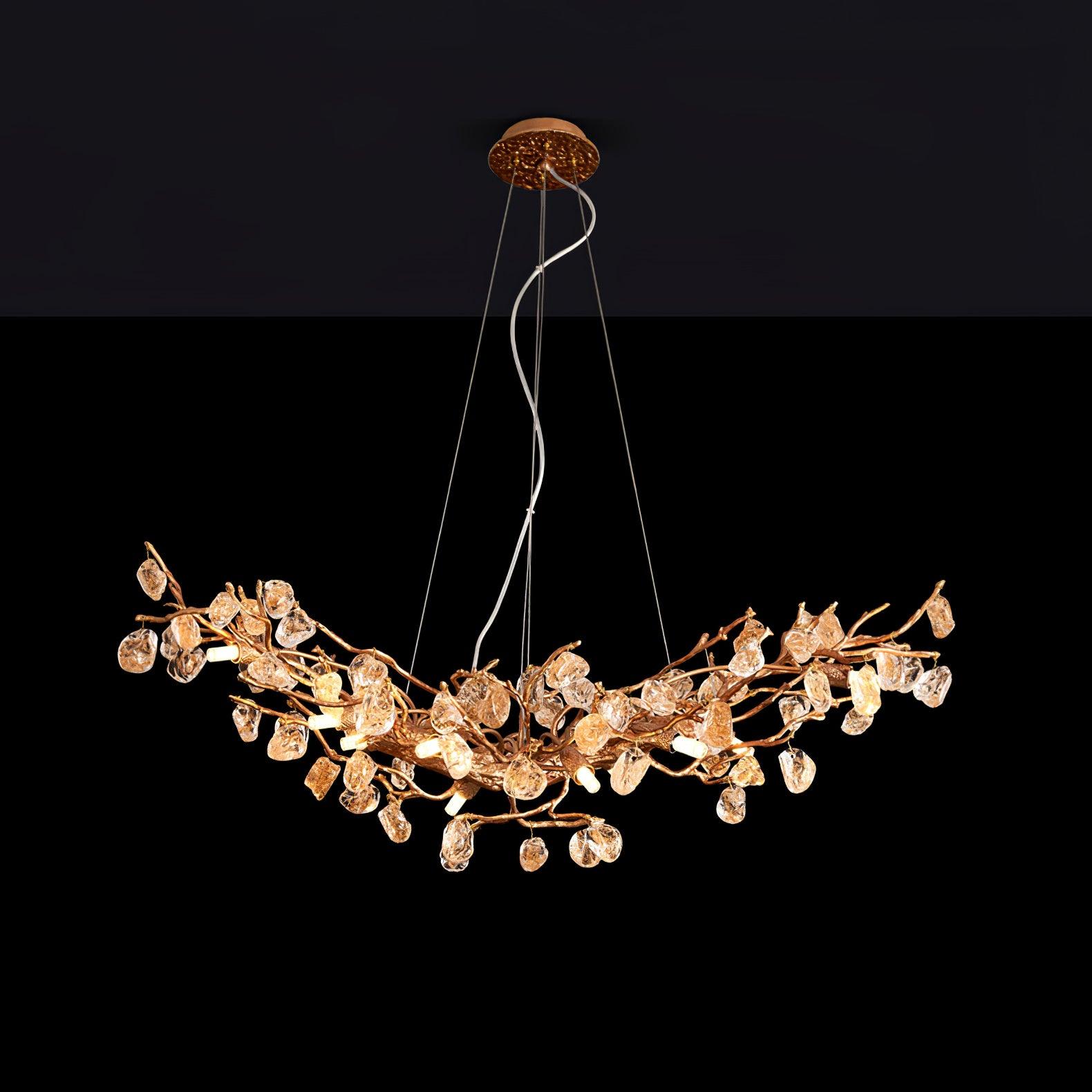 Arborea Brass Branch Crystal Chandelier-Neutral Decor
